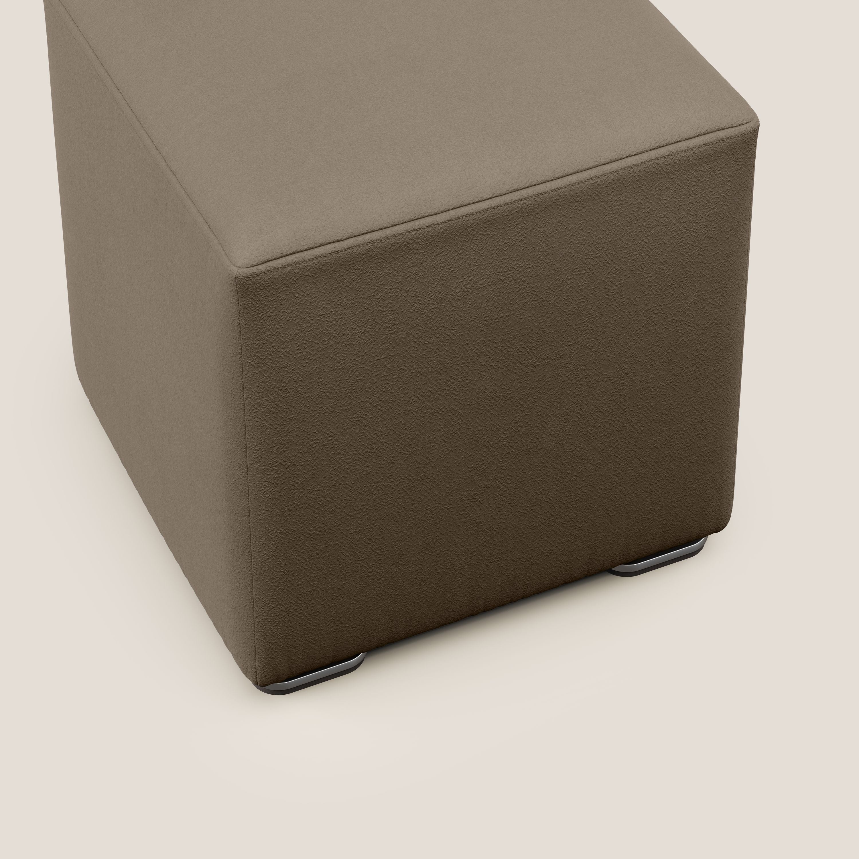 Cube pouf in microfibra smacchiabile T11 marrone - divani.store