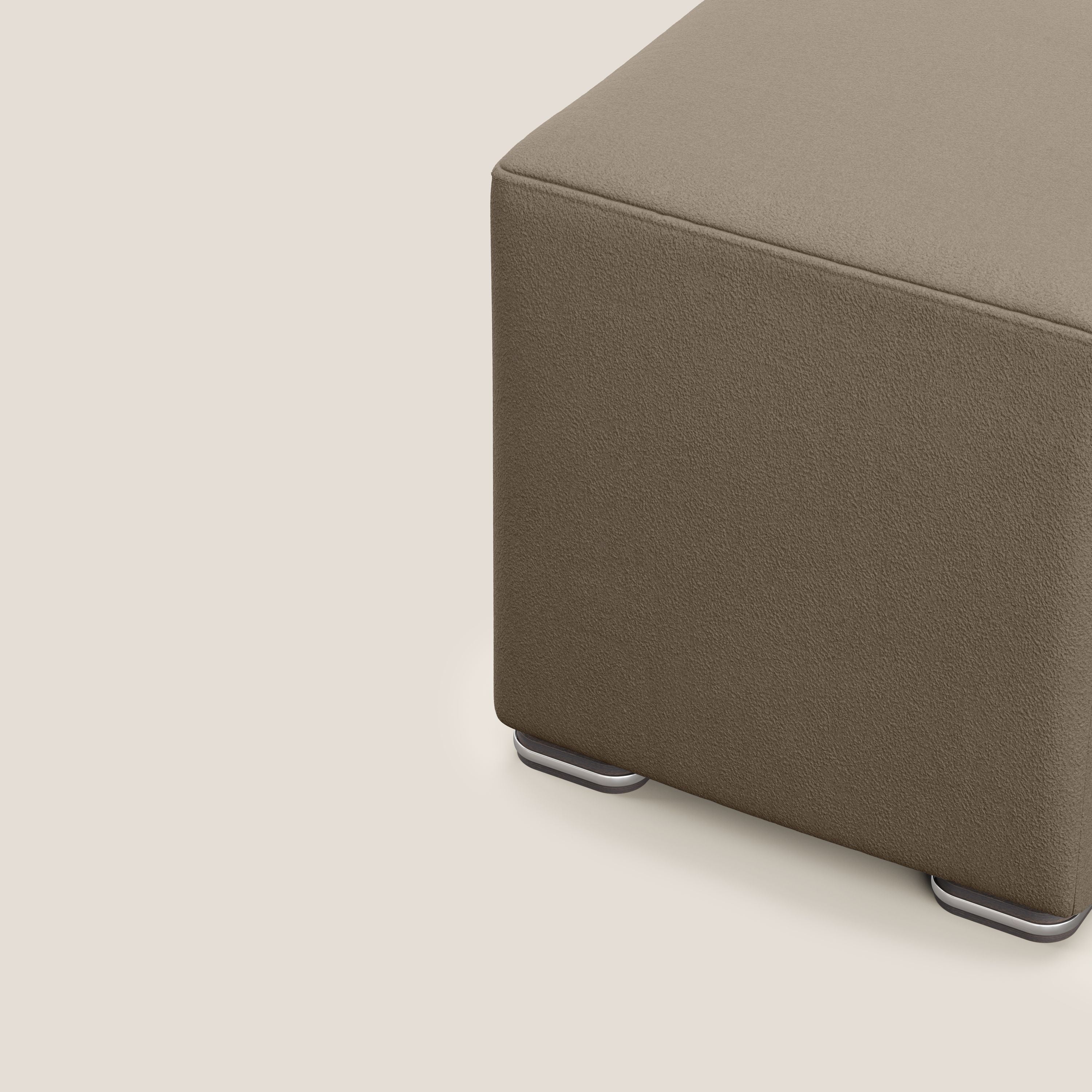 Cube pouf in microfibra smacchiabile T11 marrone - divani.store