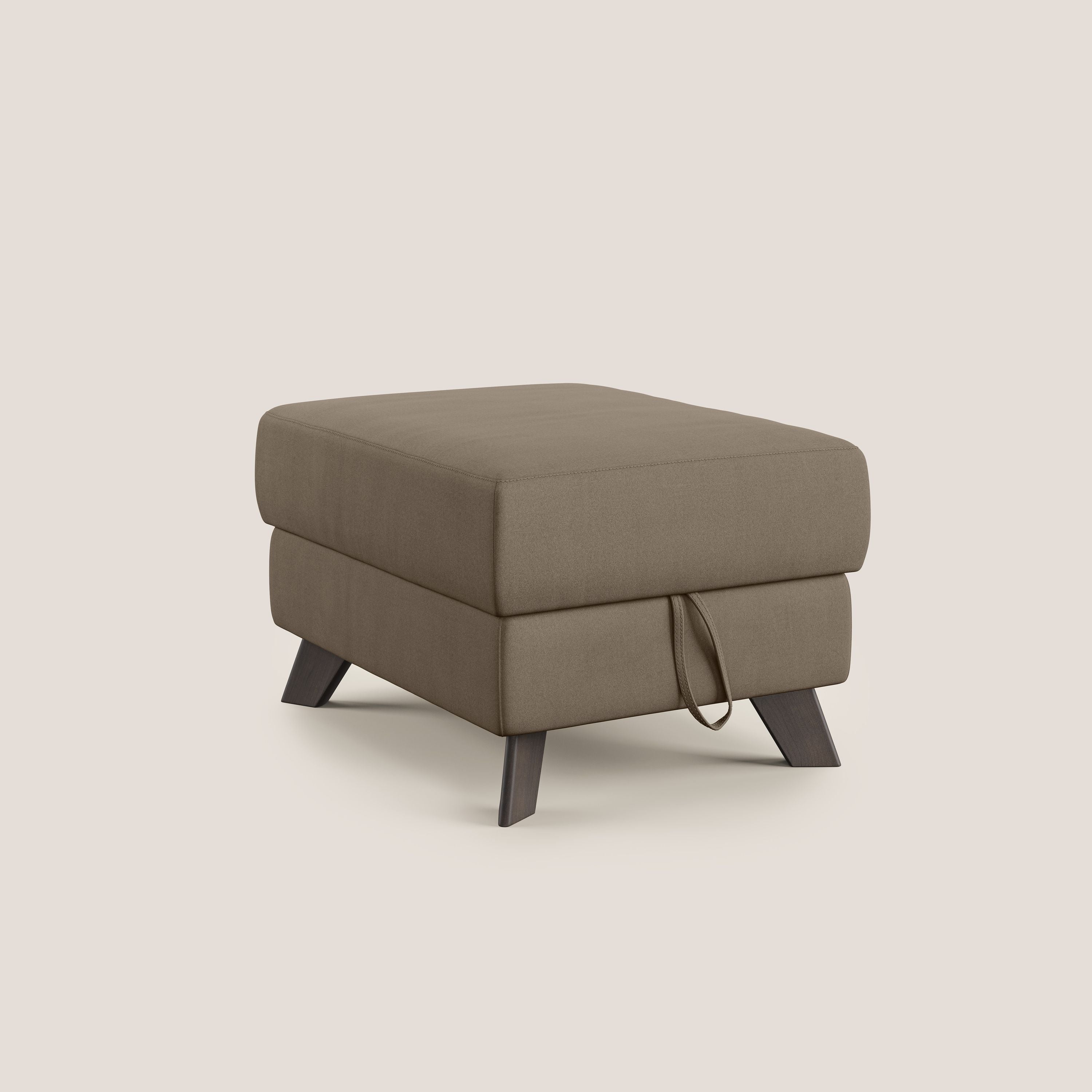 Moon Pouf contenitore e piedini alti in microfibra impermeabile T11 marrone - divani.store