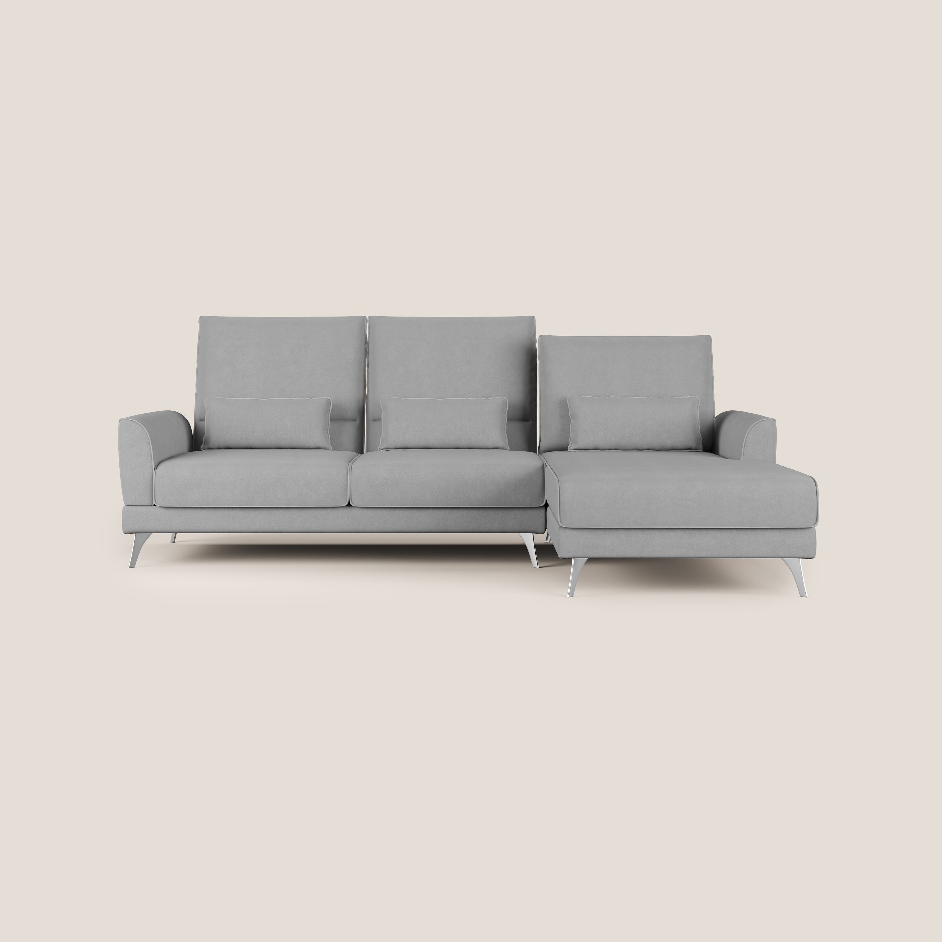 Tommy Divano angolare con relax e schienali traslanti in microfibra smacchiabile T11 grigio - divani.store