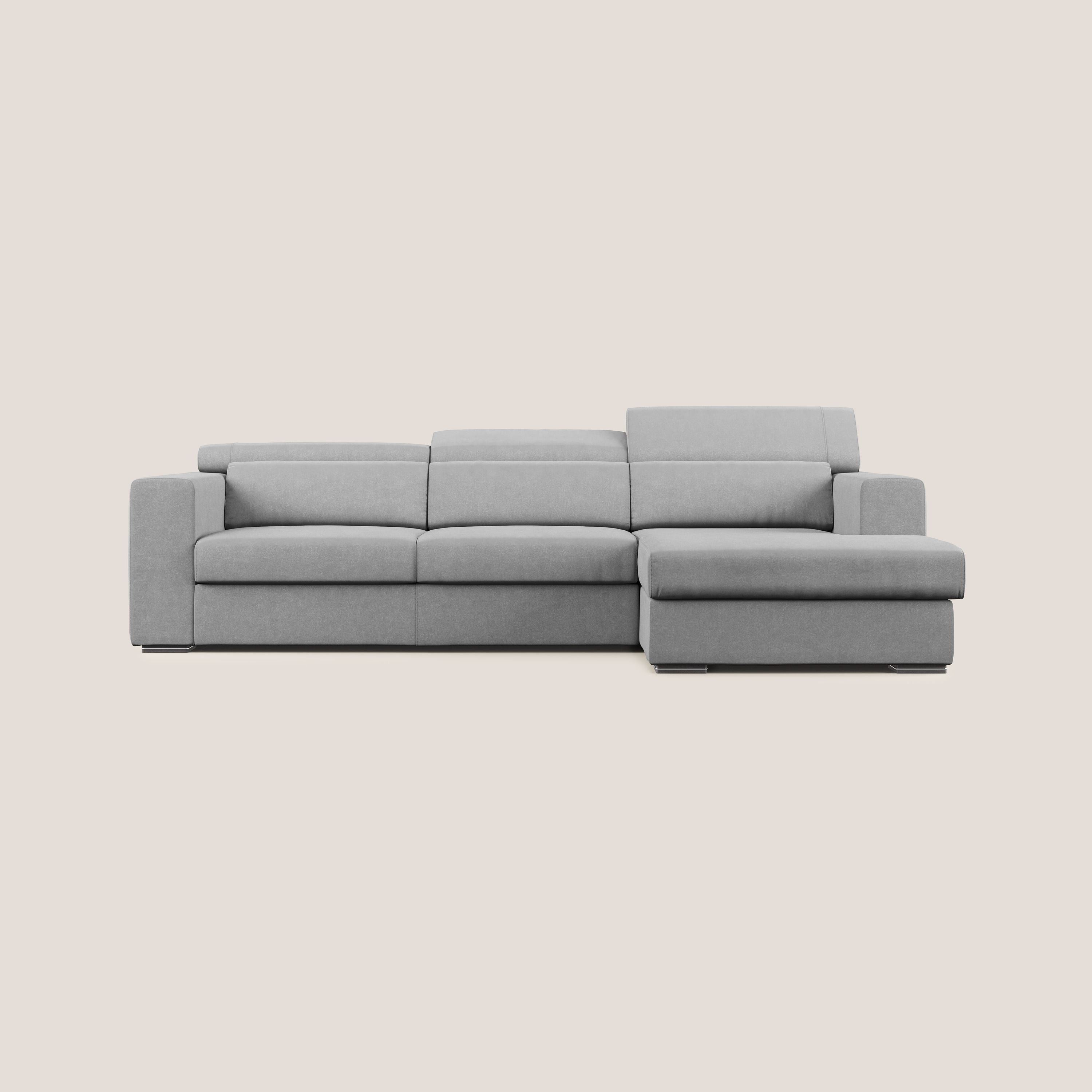 Vegas divano angolare con poggiatesta reclinabili in microfibra impermeabile T11 grigio - divani.store