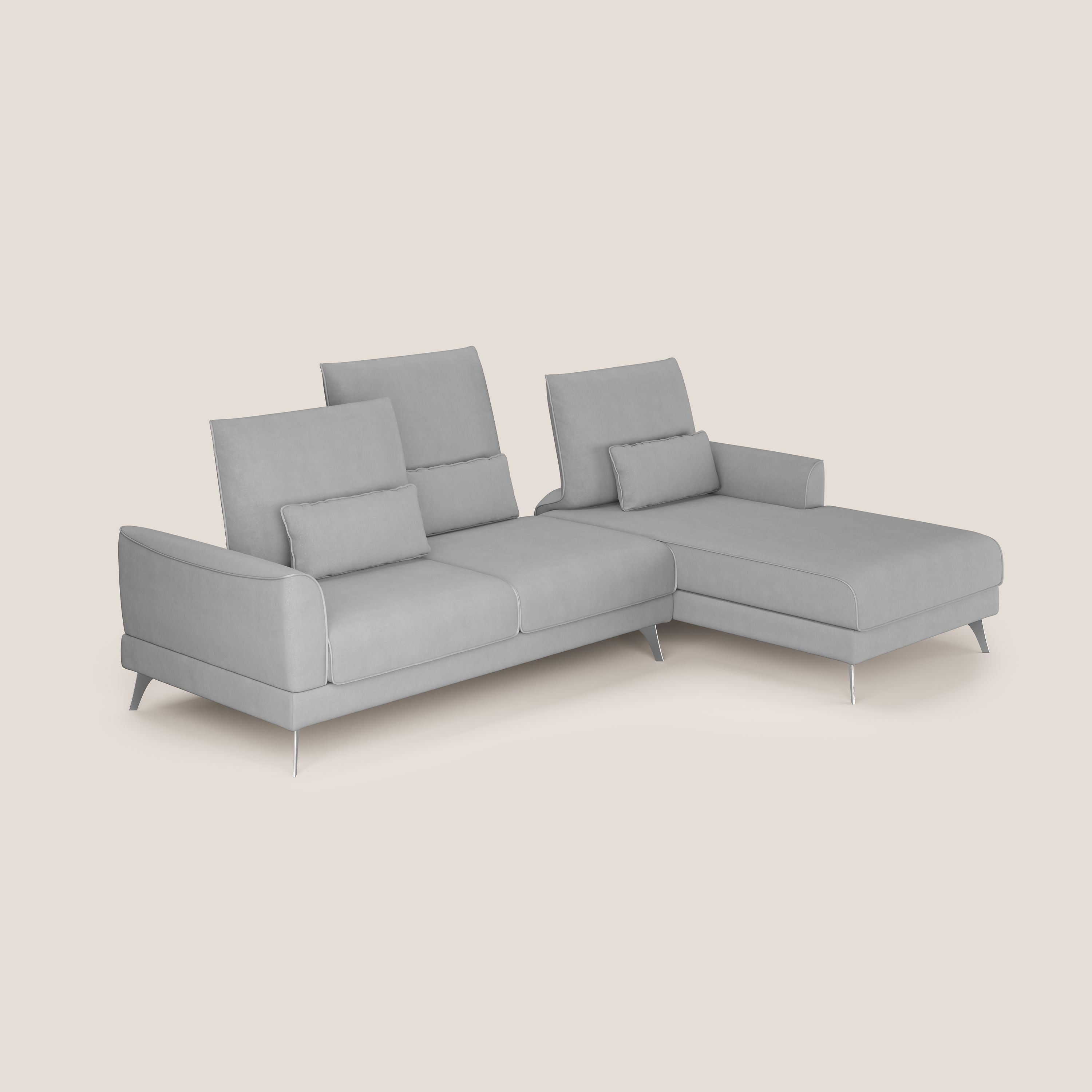 Tommy Divano angolare con relax e schienali traslanti in microfibra smacchiabile T11 grigio - divani.store