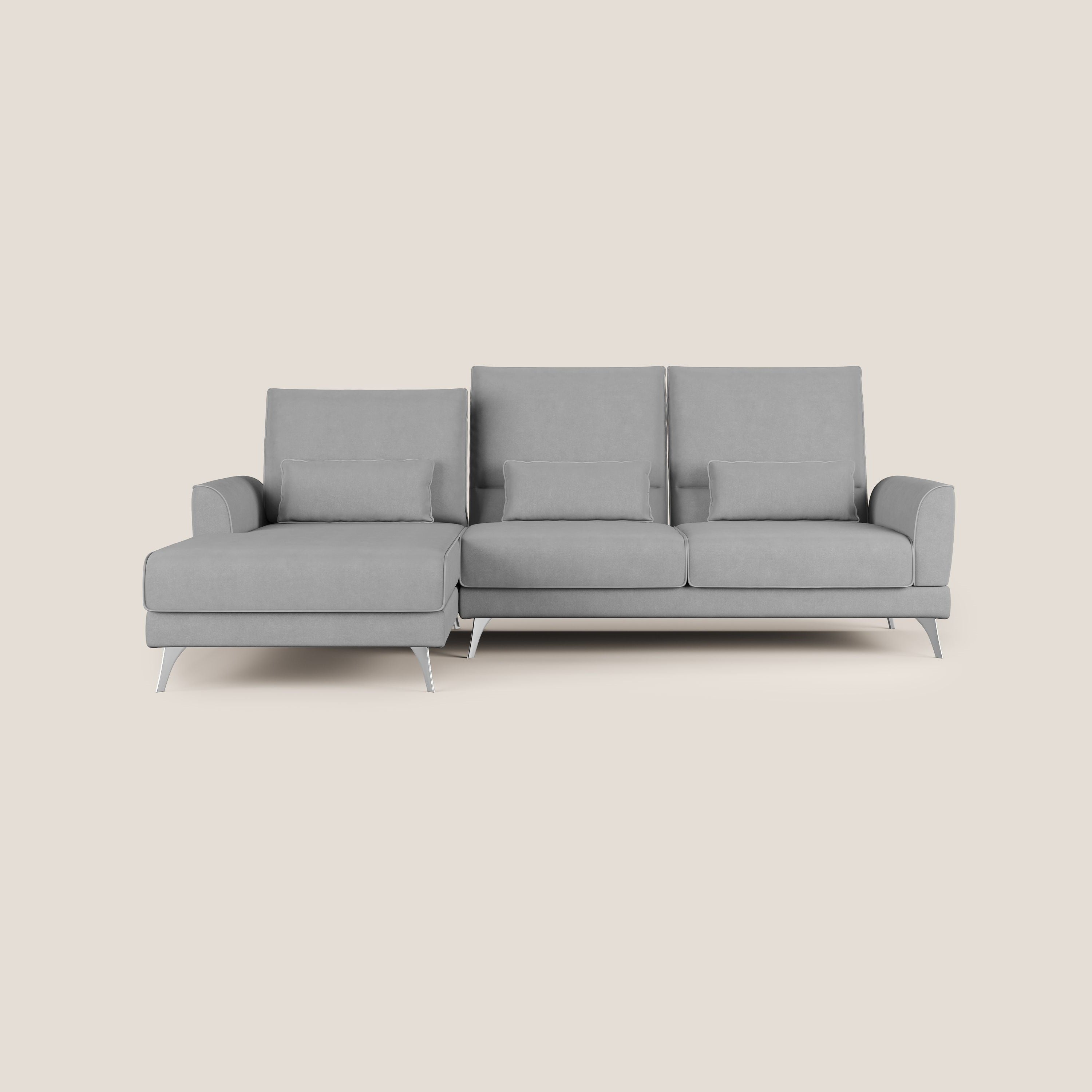 Tommy Divano angolare con relax e schienali traslanti in microfibra smacchiabile T11 grigio - divani.store