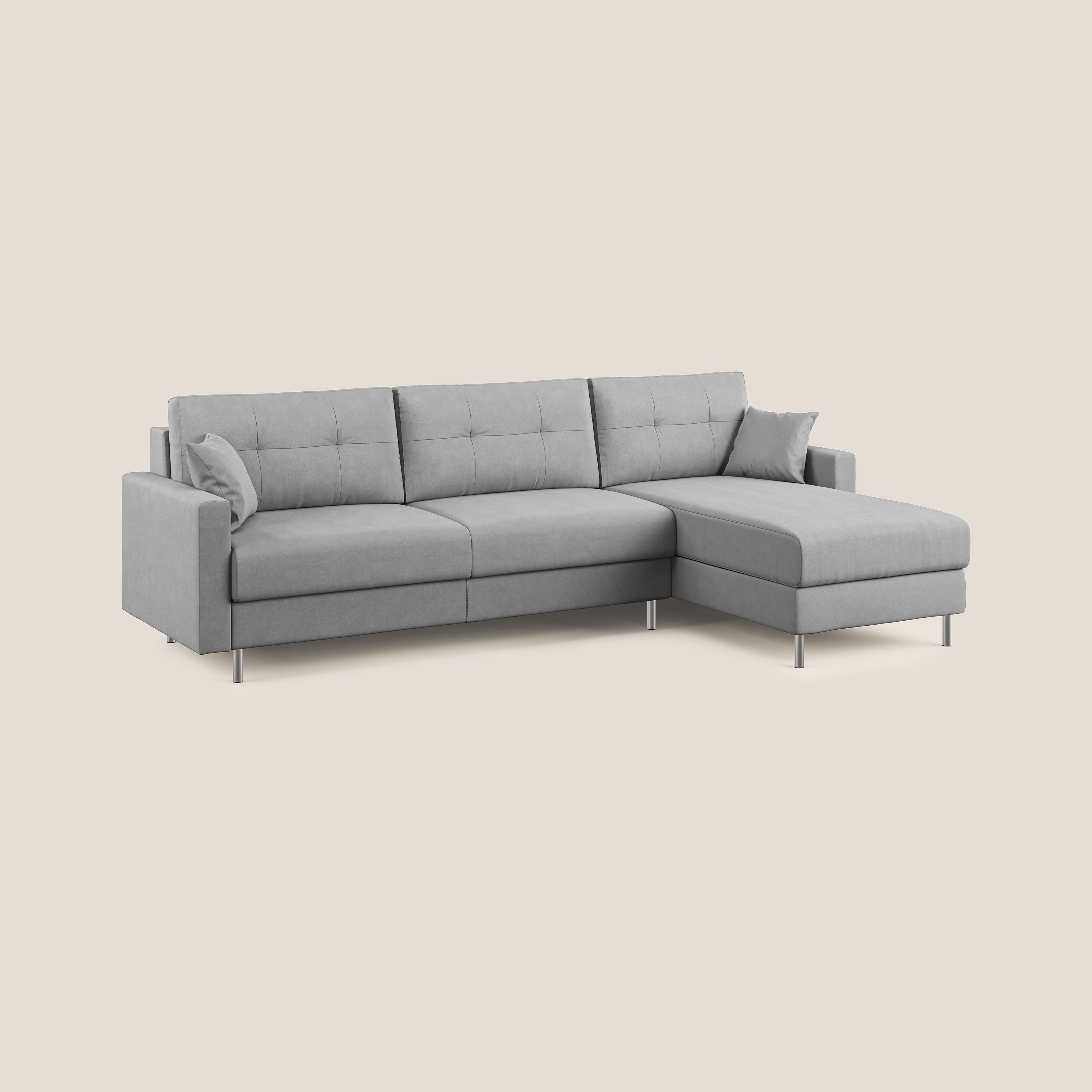 Megan divano letto angolare in microfibra smacchiabile T11 grigio - divani.store