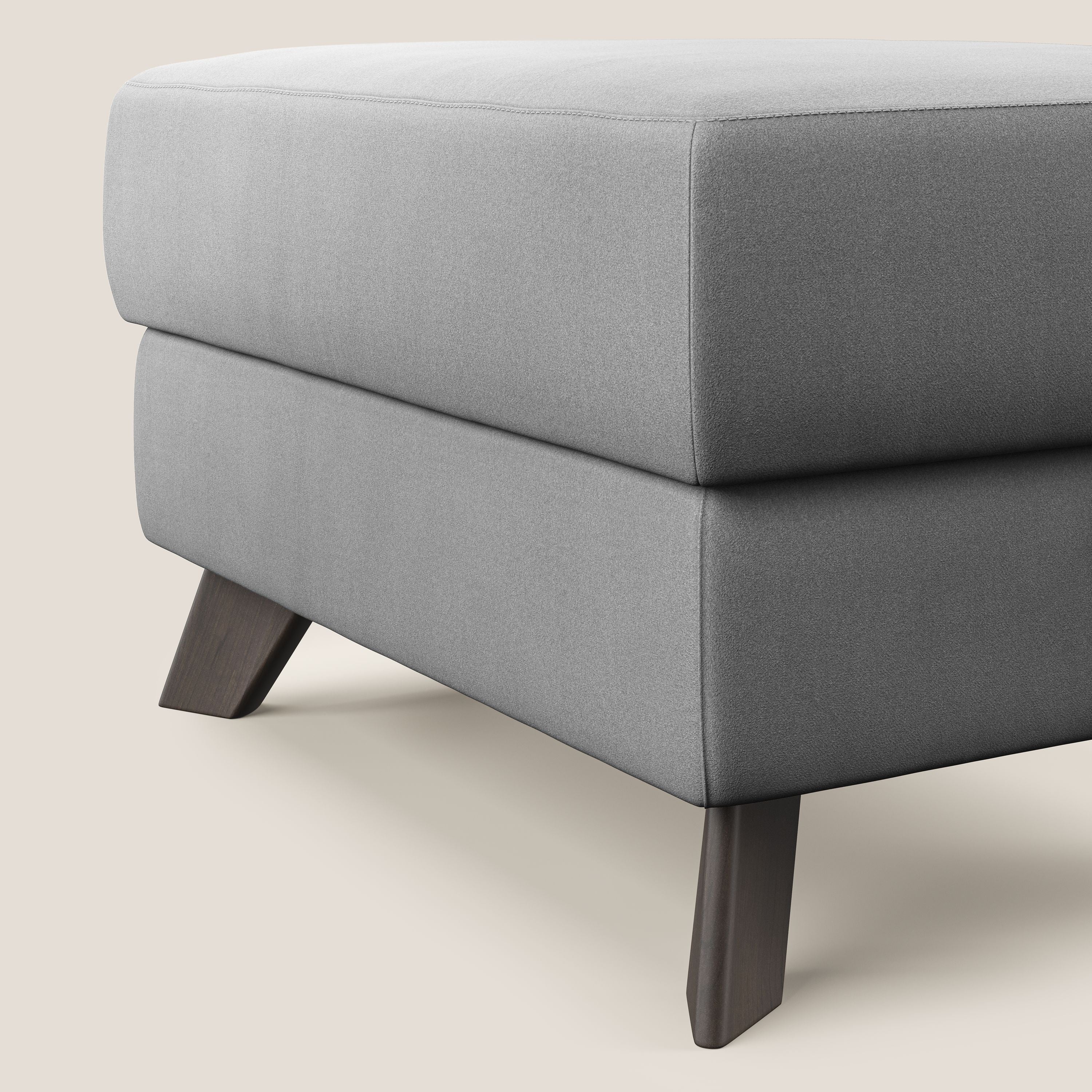 Moon Pouf contenitore e piedini alti in microfibra impermeabile T11 grigio - divani.store