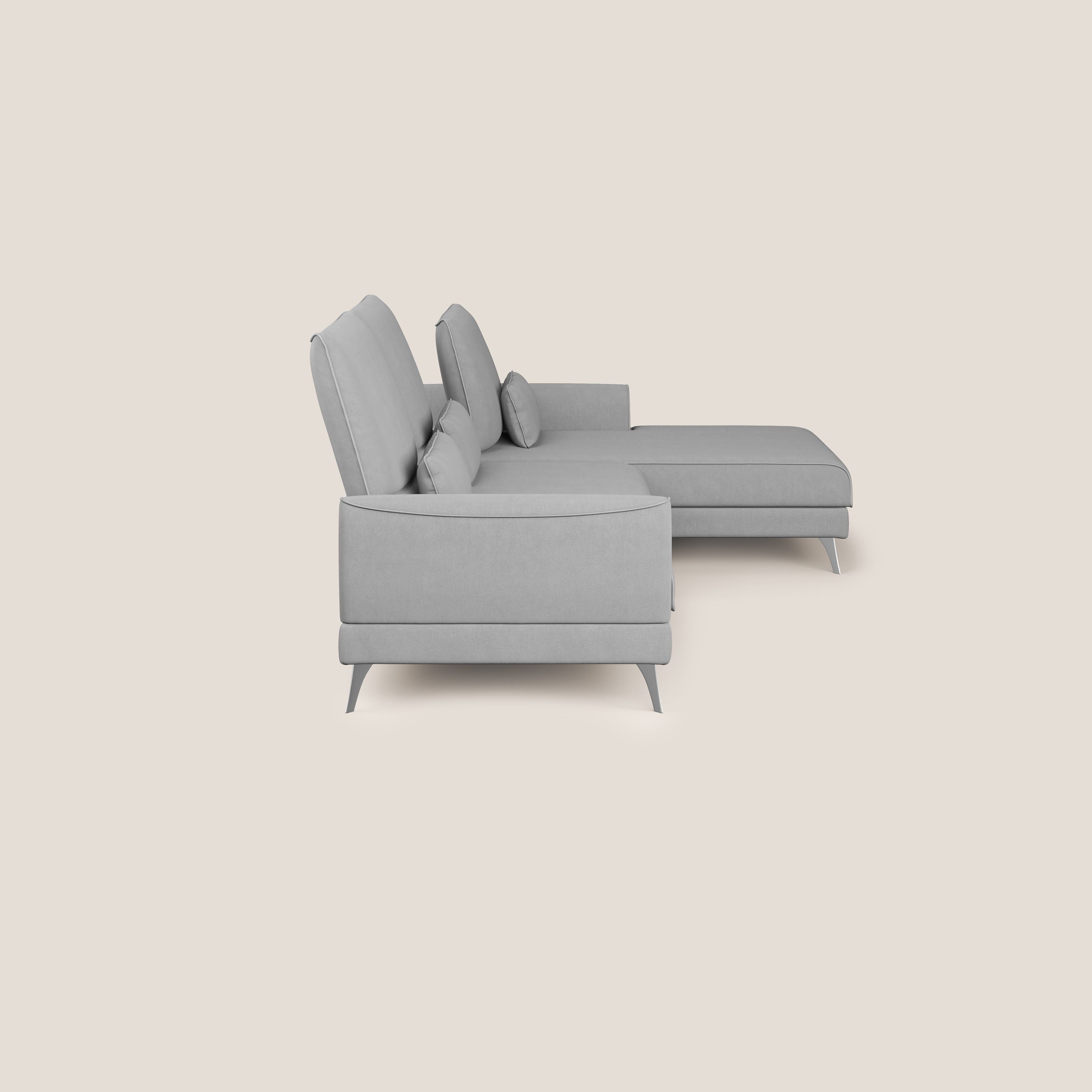 Tommy Divano angolare con relax e schienali traslanti in microfibra smacchiabile T11 grigio - divani.store