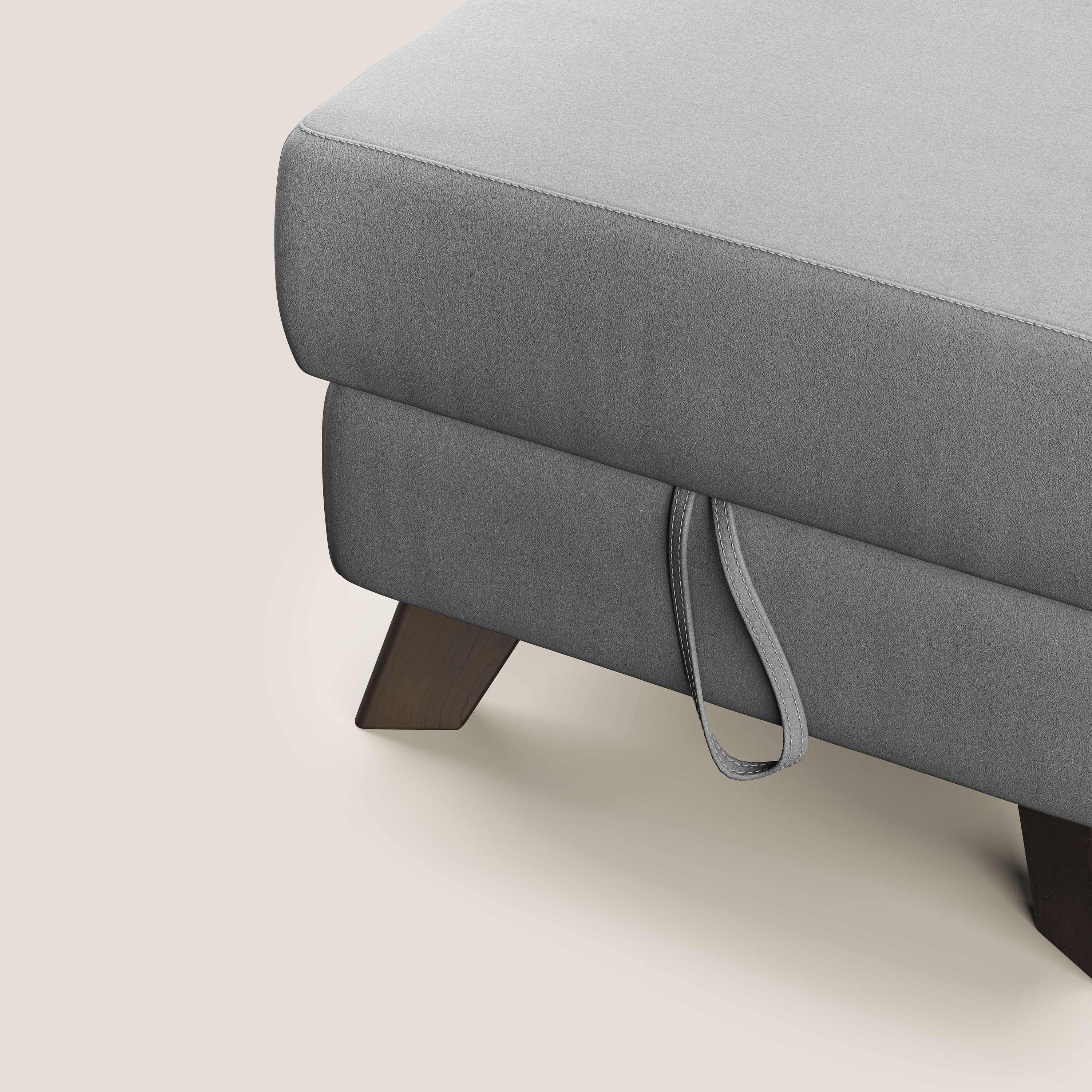 Moon Pouf contenitore e piedini alti in microfibra impermeabile T11 grigio - divani.store