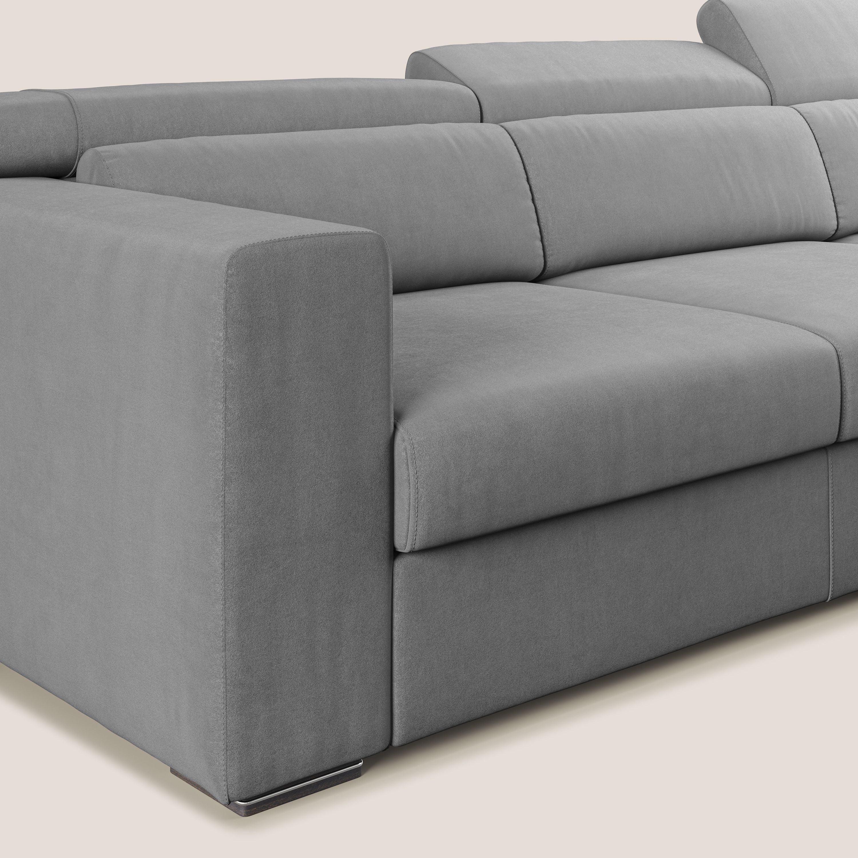 Vegas divano angolare con poggiatesta reclinabili in microfibra impermeabile T11 grigio - divani.store