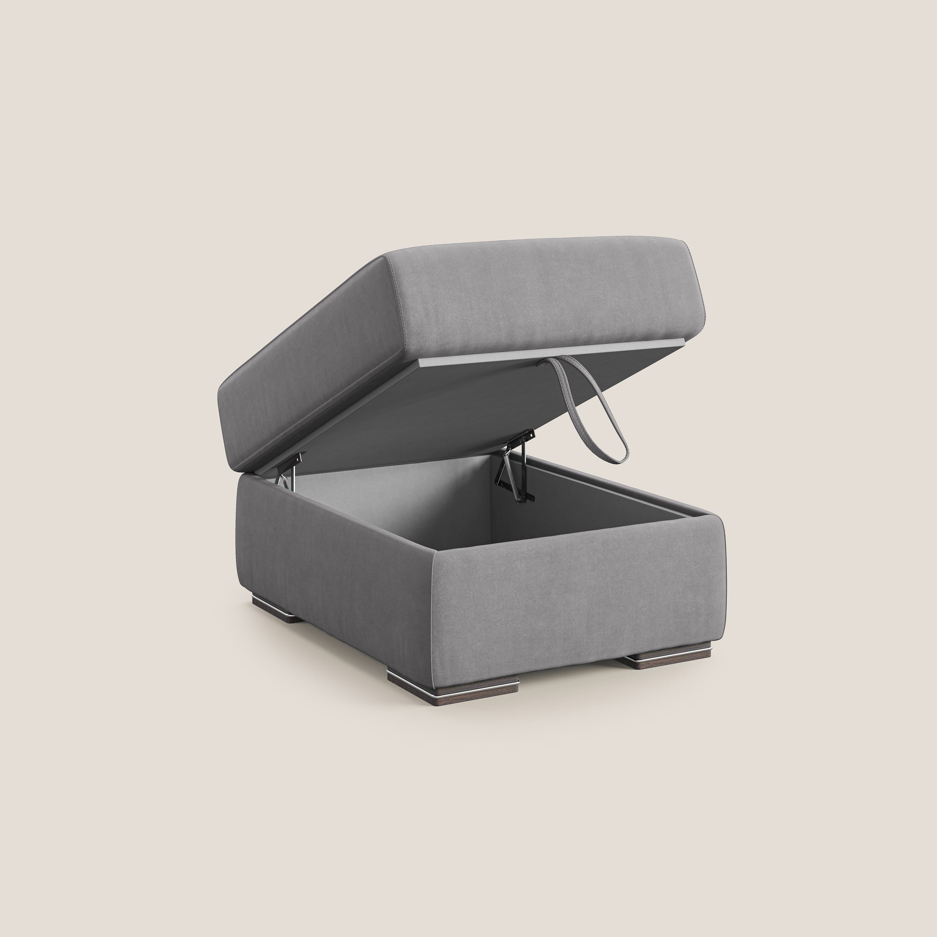 Sun pouf apribile contenitore in microfibra smacchiabile T11 grigio - divani.store