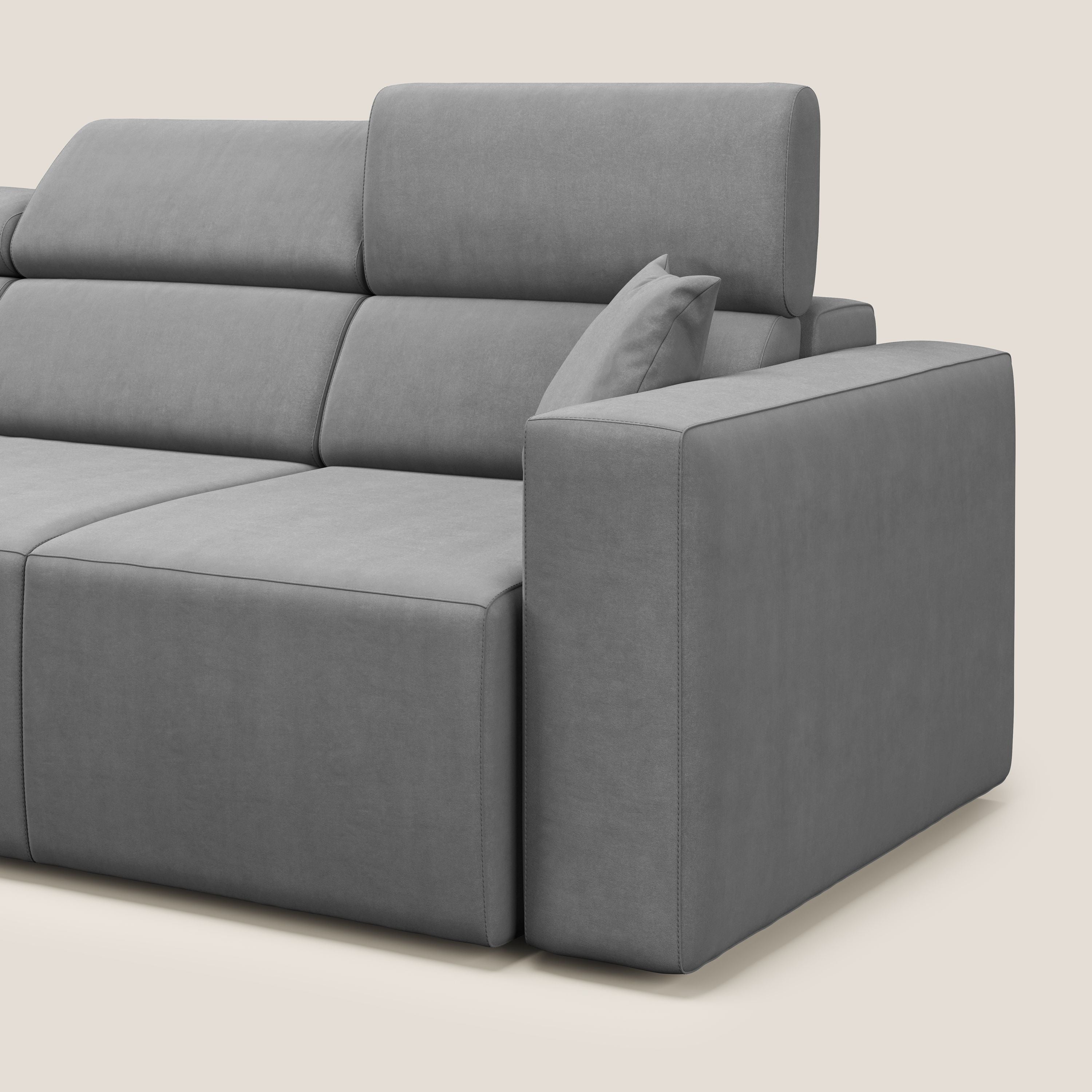 Orwell divano con 3 sedute estraibili in microfibra smacchiabile T11 grigio - divani.store