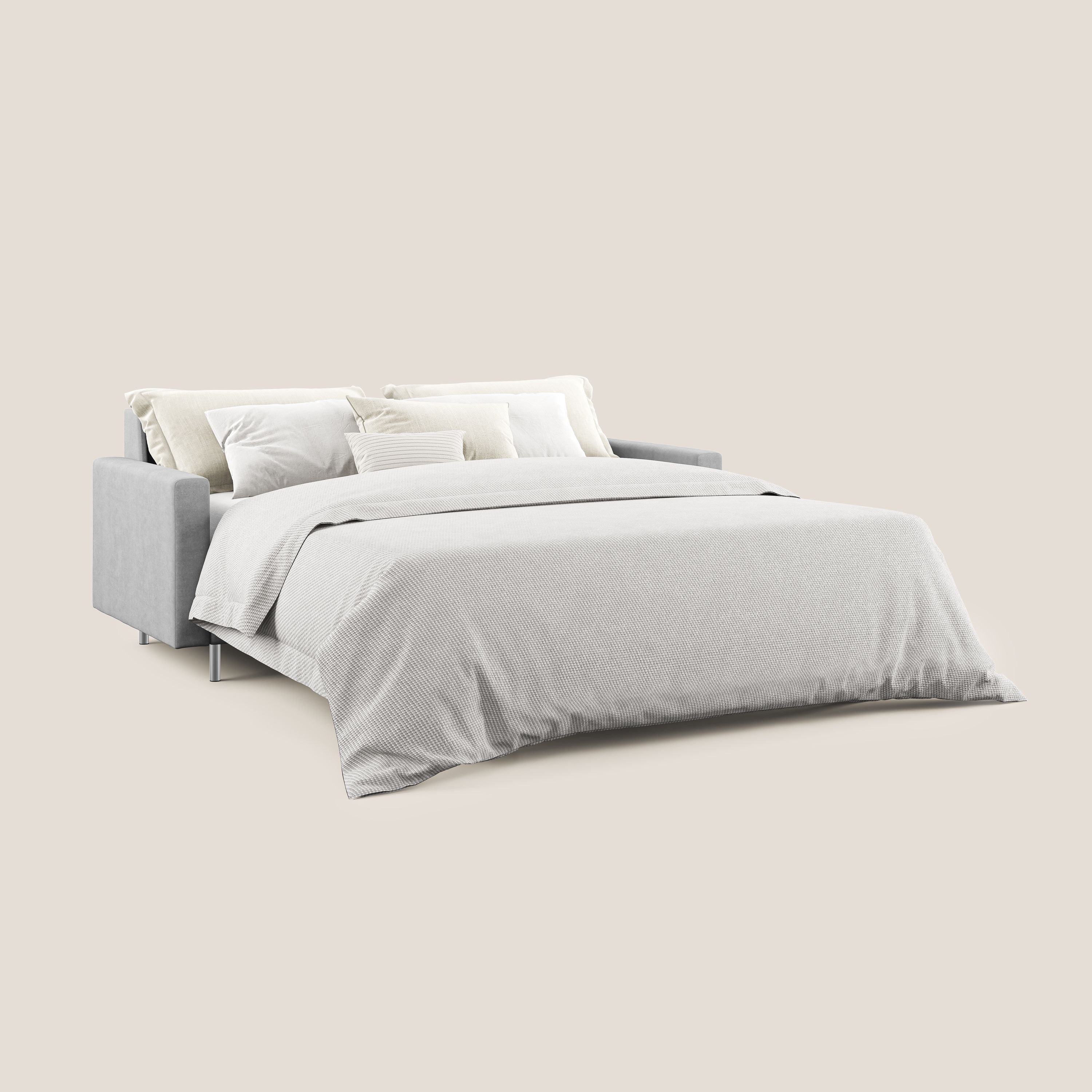 Megan divano letto matrimoniale in microfibra smacchiabile T11 grigio - divani.store