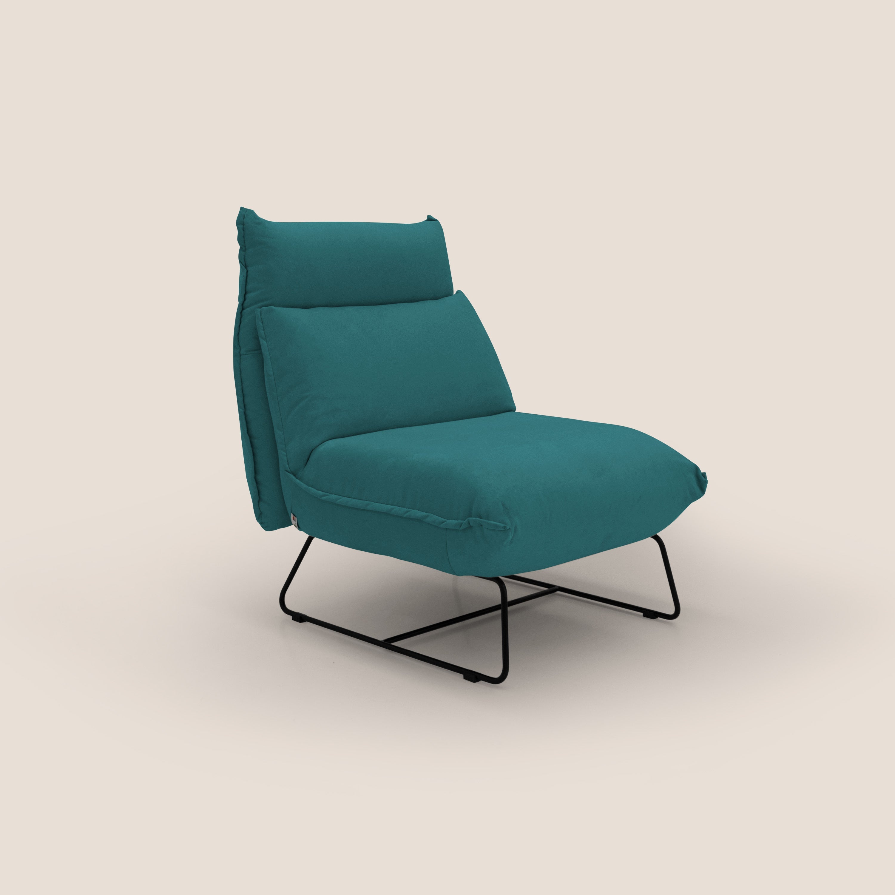 Tessa Poltroncina dal design moderno in morbida microfibra smacchiabile T11 petrolio - divani.store