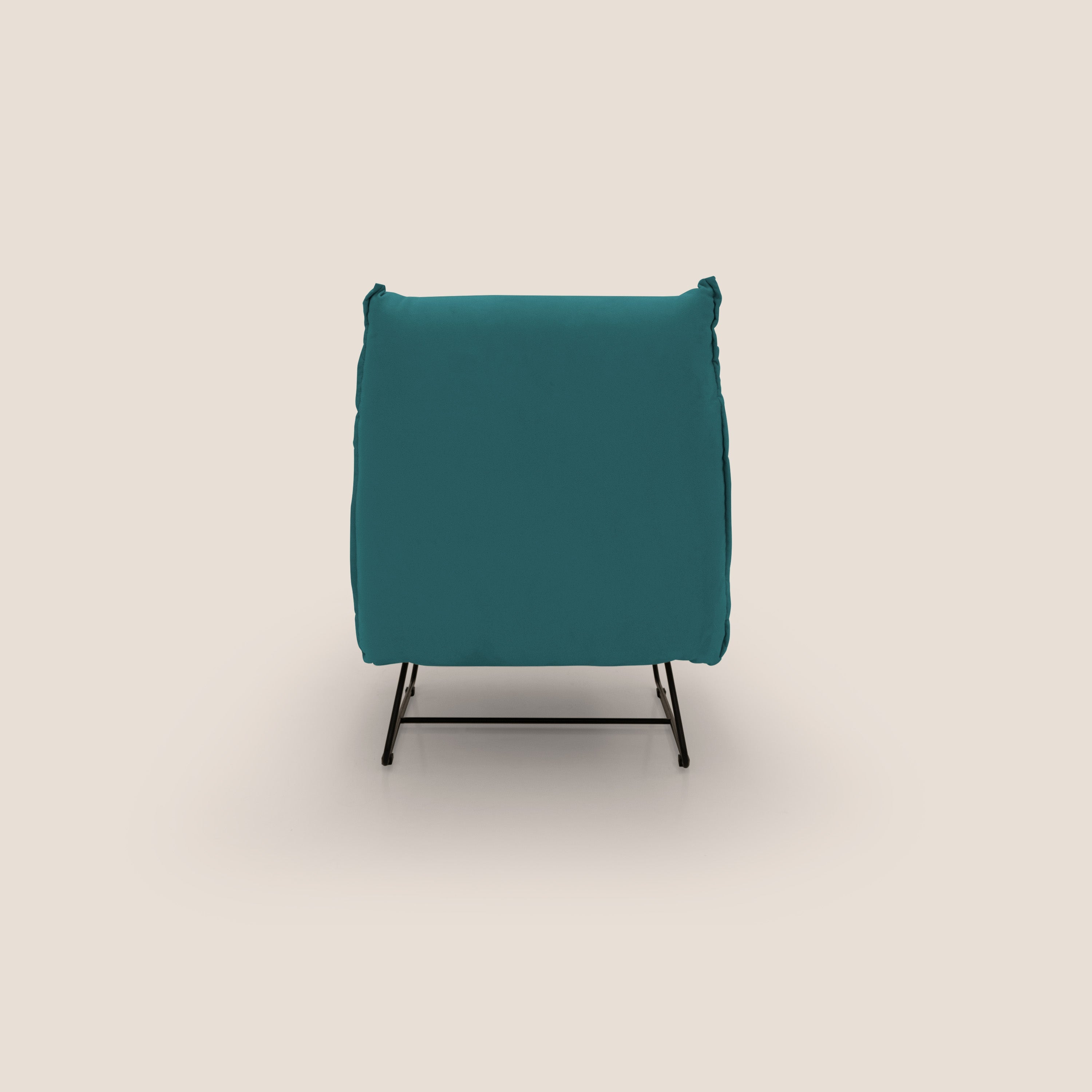 Tessa Poltroncina dal design moderno in morbida microfibra smacchiabile T11 petrolio - divani.store