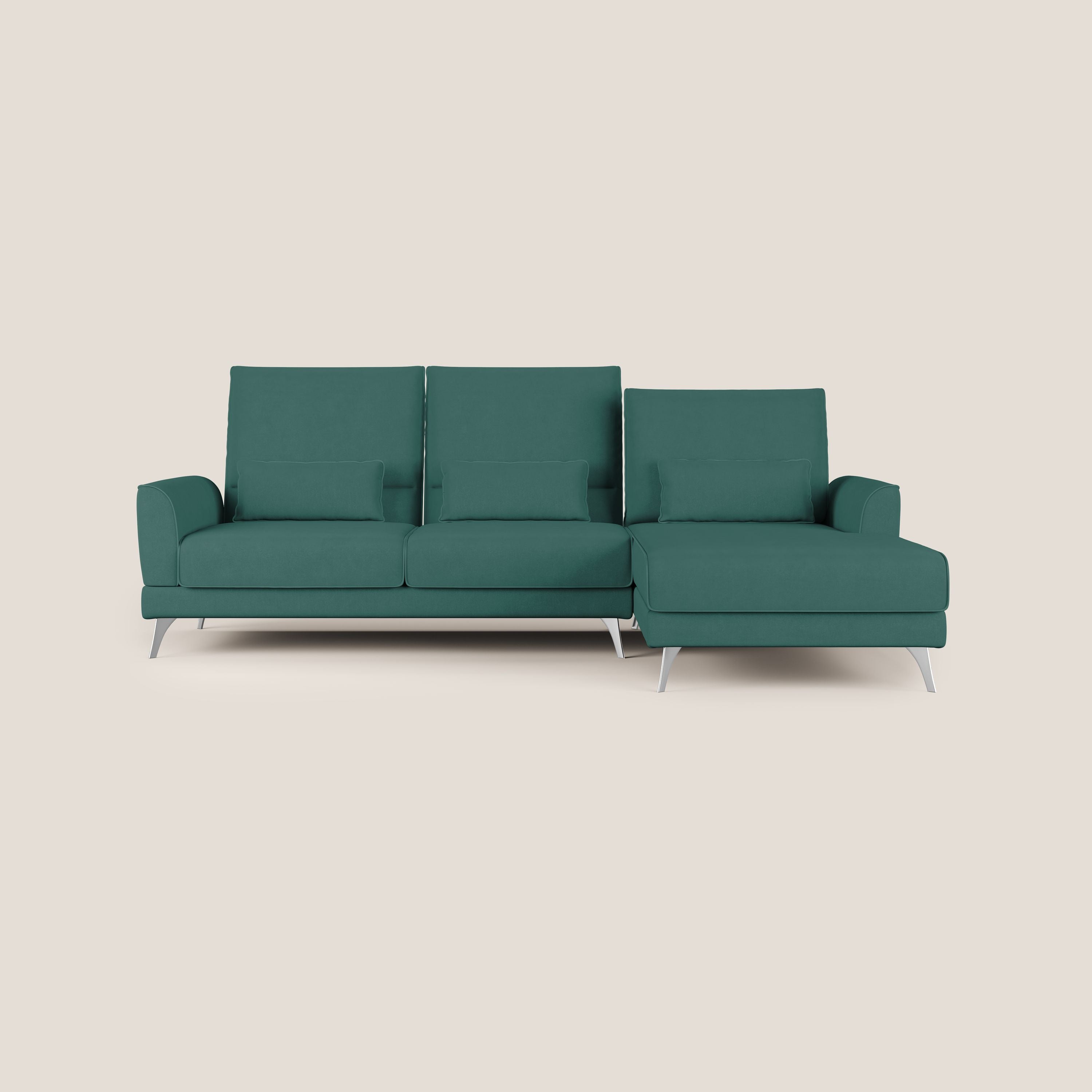 Tommy Divano angolare con relax e schienali traslanti in microfibra smacchiabile T11 petrolio - divani.store
