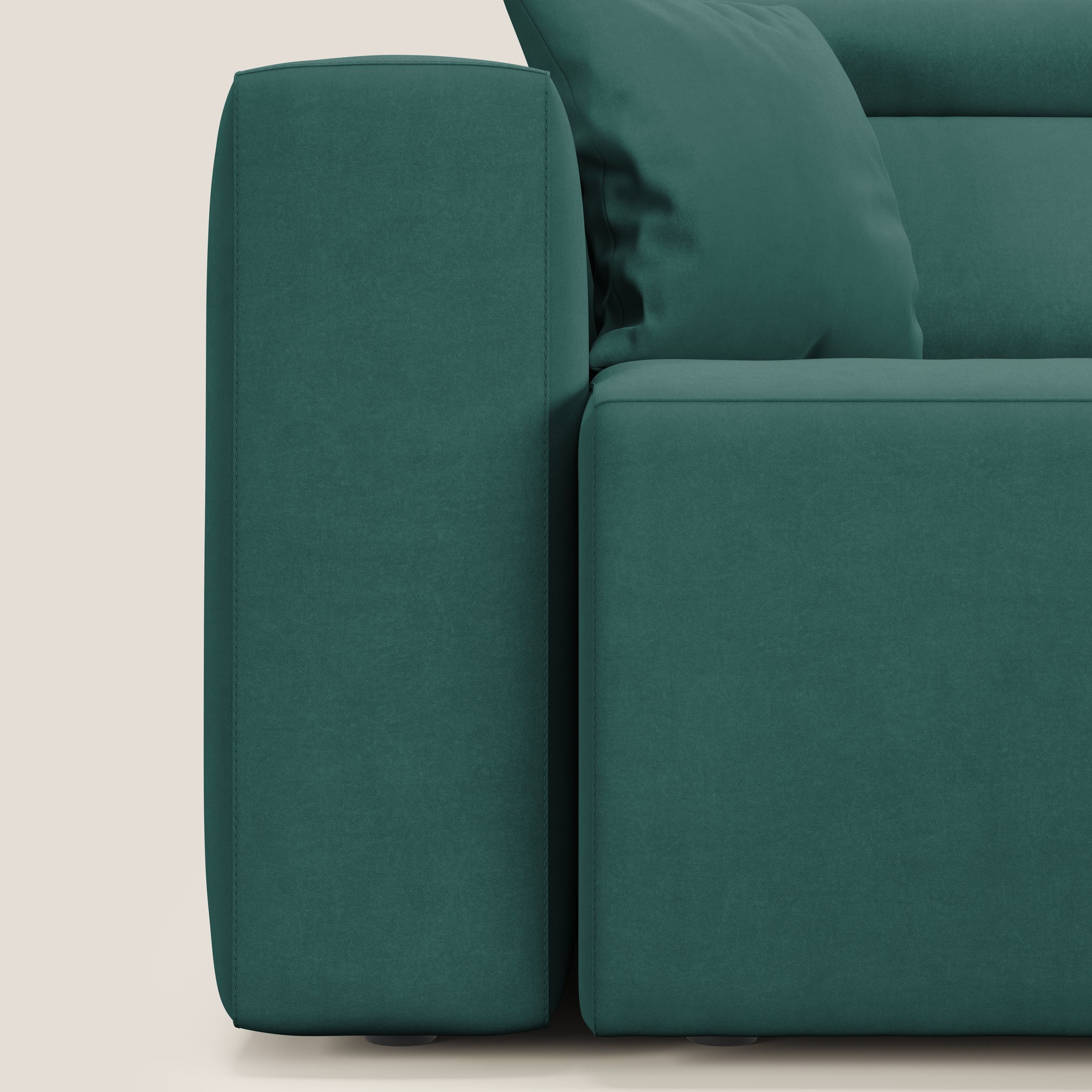 Orwell divano con 3 sedute estraibili in microfibra smacchiabile T11 petrolio - divani.store