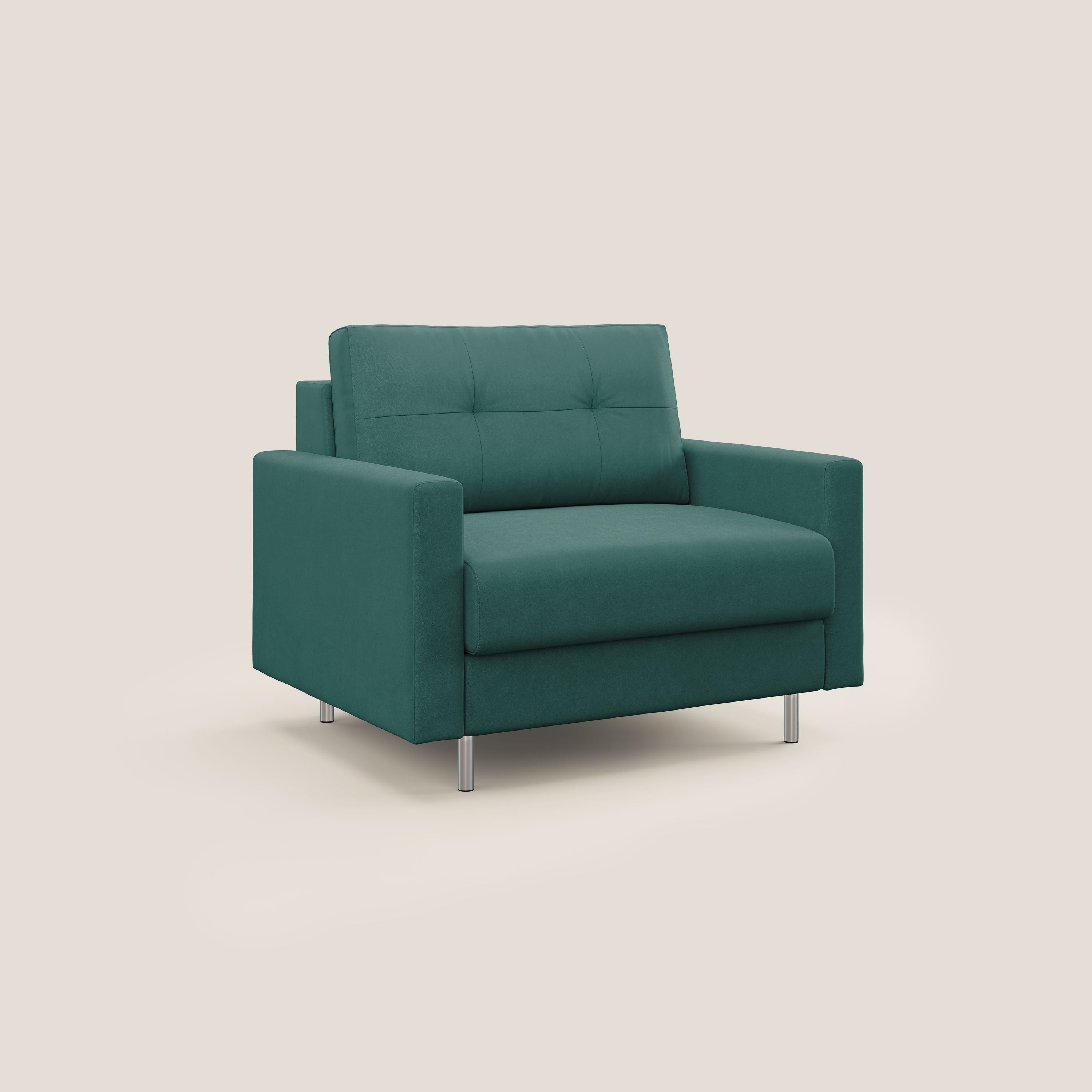 Megan poltrona letto in microfibra smacchiabile T11 petrolio - divani.store