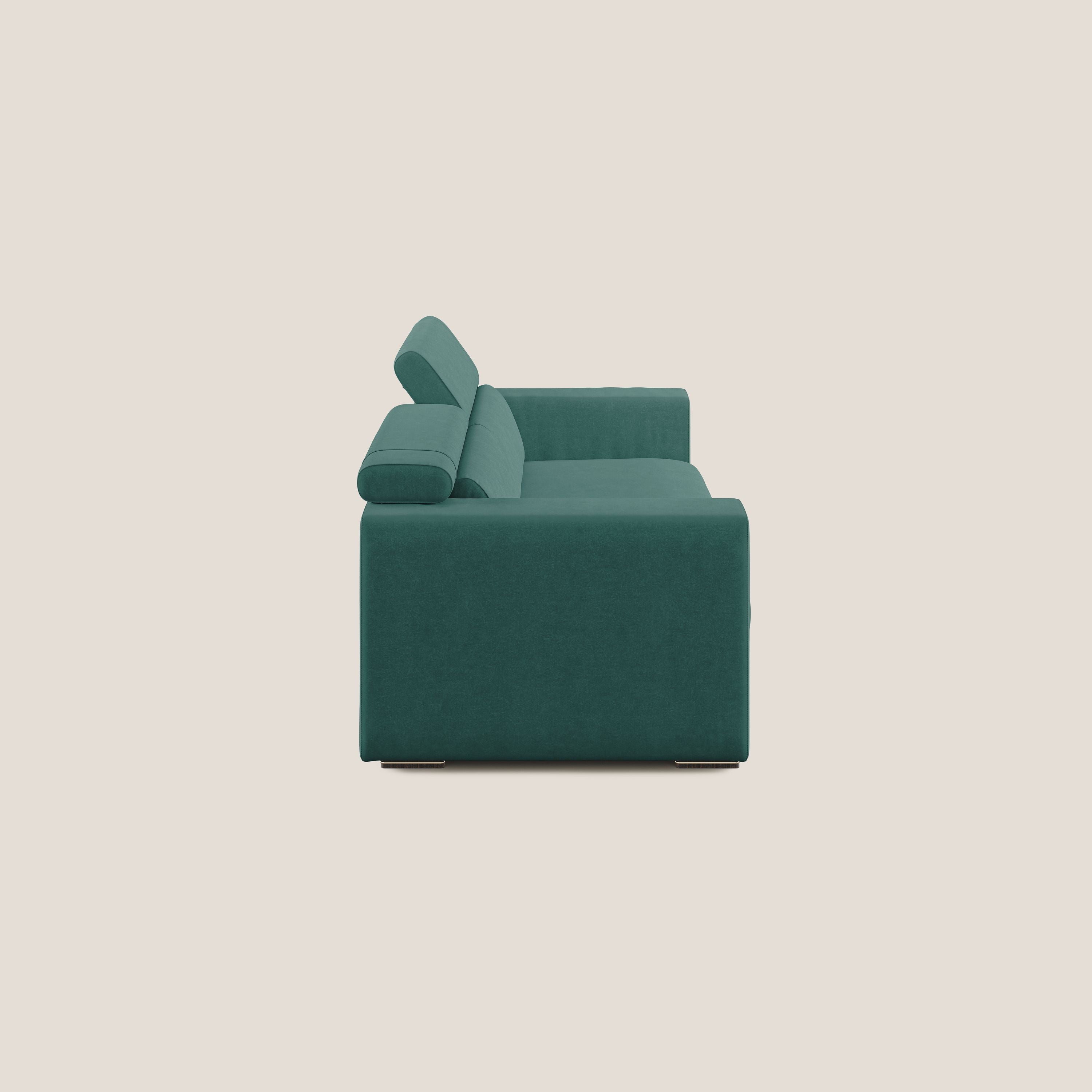 Vegas divano con poggiatesta reclinabili in microfibra smacchiabile T11 petrolio - divani.store