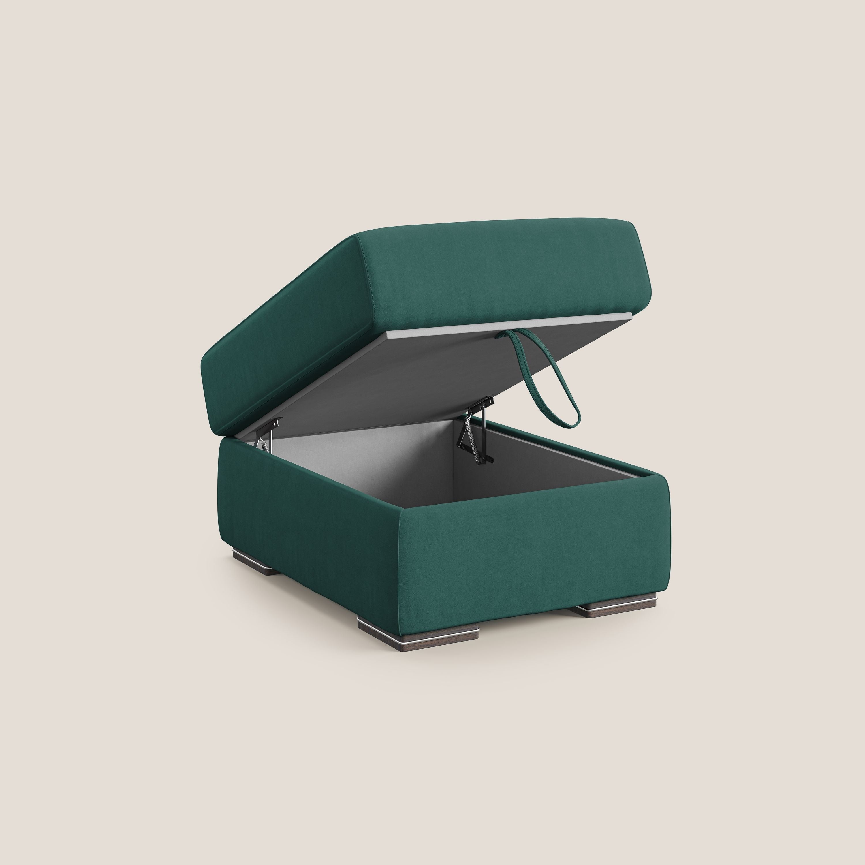 Sun pouf apribile contenitore in microfibra smacchiabile T11 petrolio - divani.store