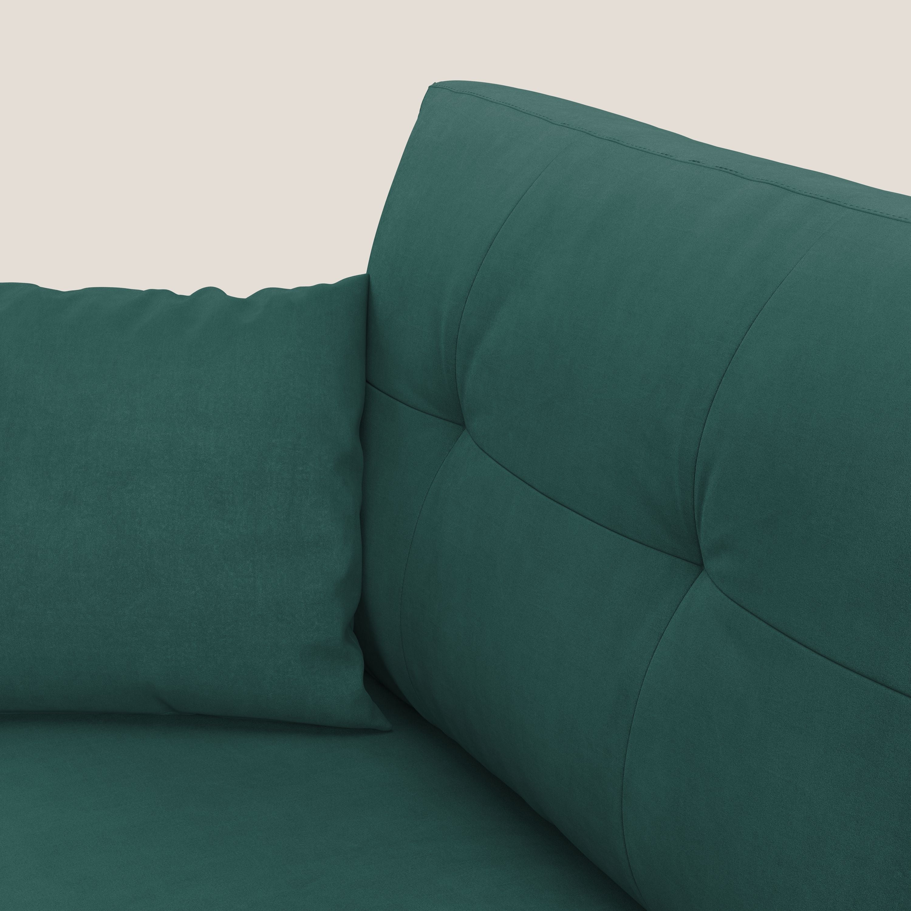 Megan divano letto angolare in microfibra smacchiabile T11 petrolio - divani.store