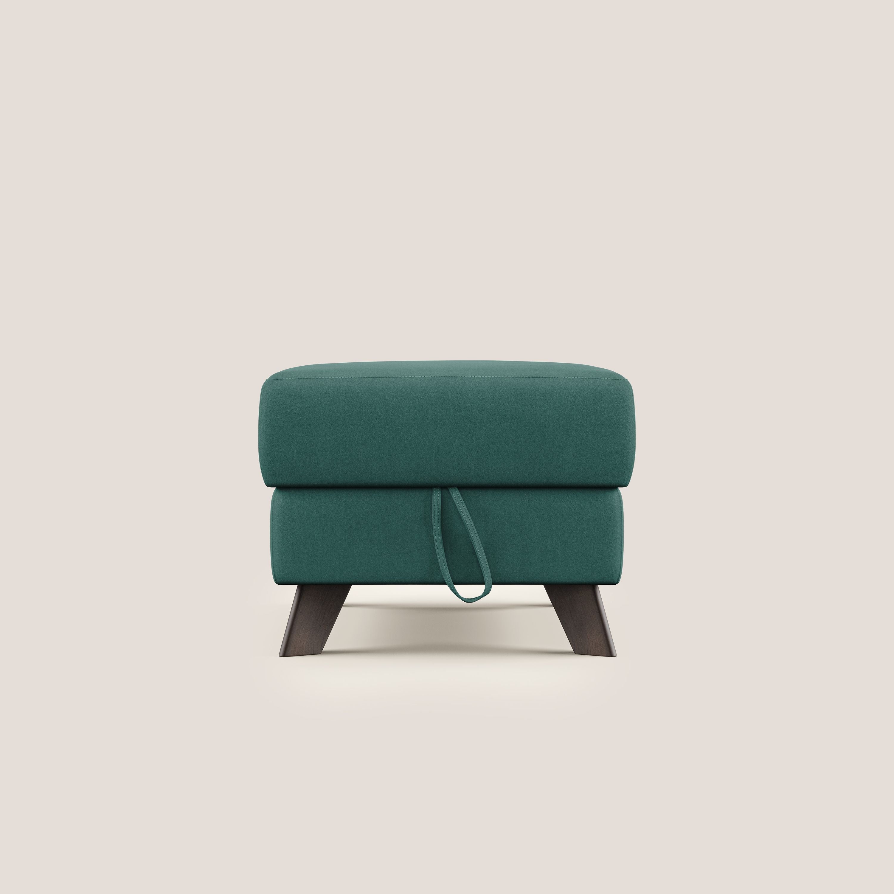 Moon Pouf contenitore e piedini alti in microfibra impermeabile T11 petrolio - divani.store