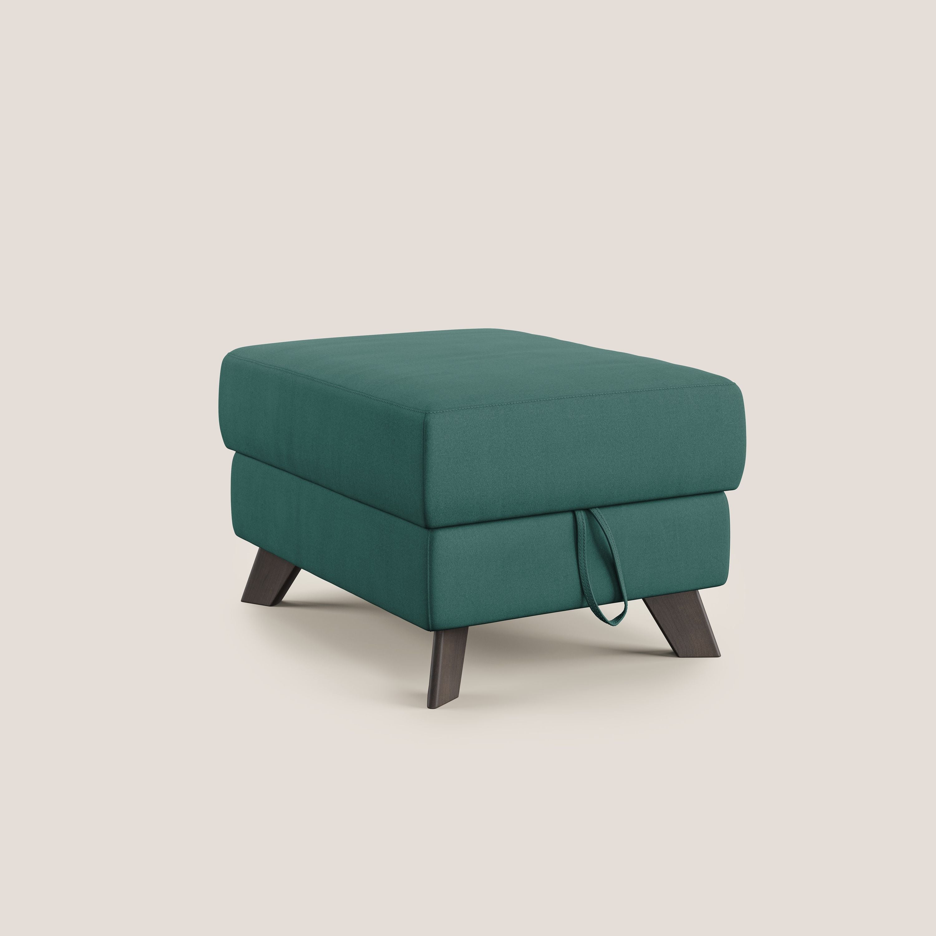 Moon Pouf contenitore e piedini alti in microfibra impermeabile T11 petrolio - divani.store