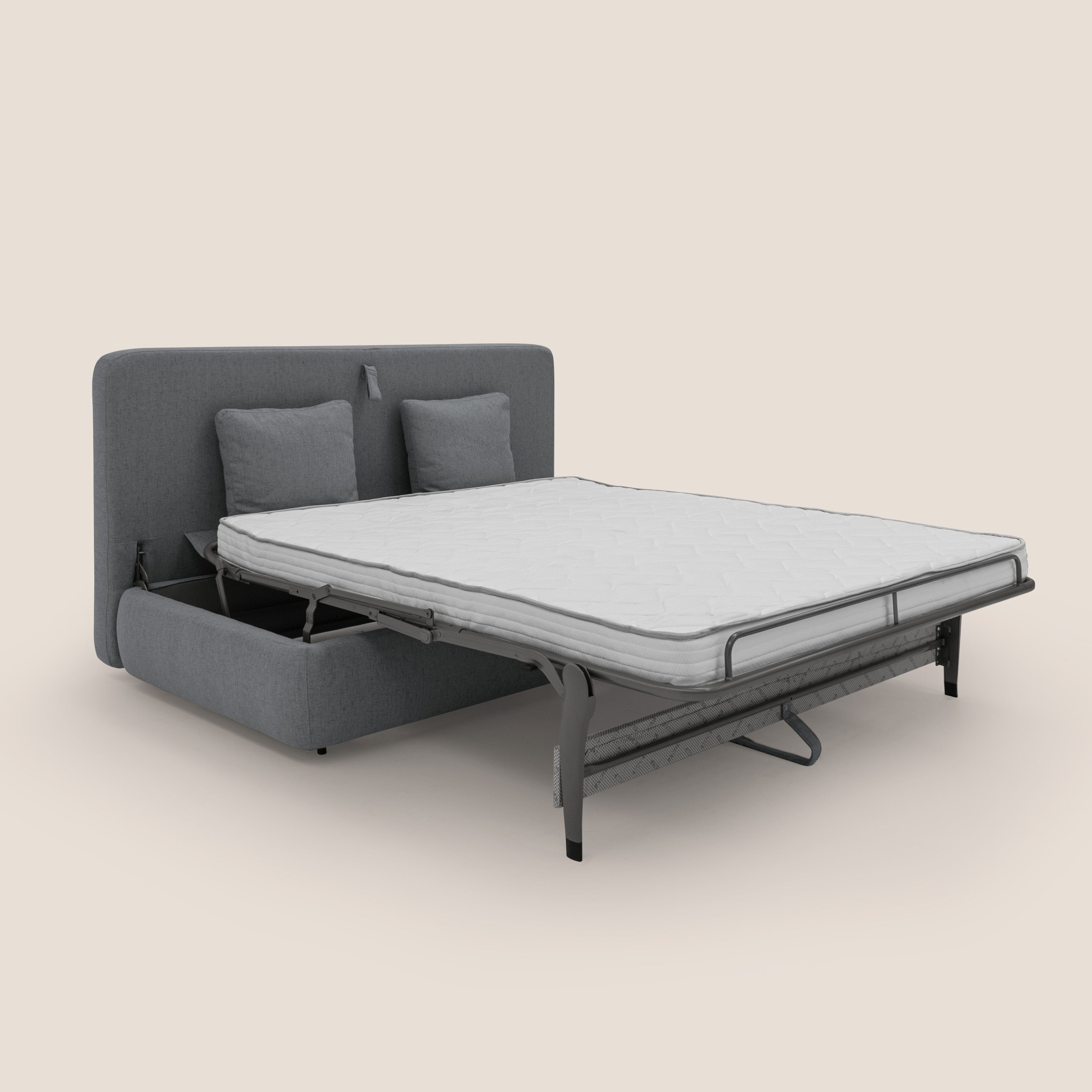 Gransasso Divano letto matrimoniale dal DESIGN innovativo in tessuto impermeabile T03 grigio - divani.store