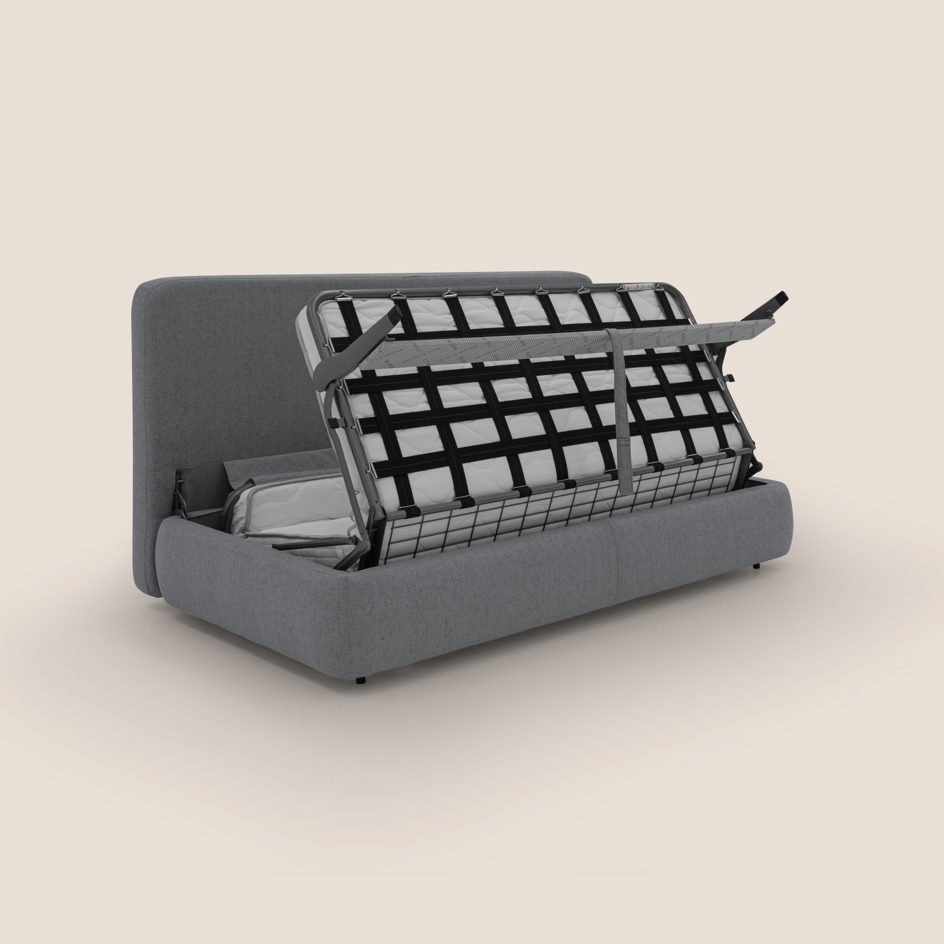 Gransasso Divano letto matrimoniale dal DESIGN innovativo in tessuto impermeabile T03 grigio - divani.store