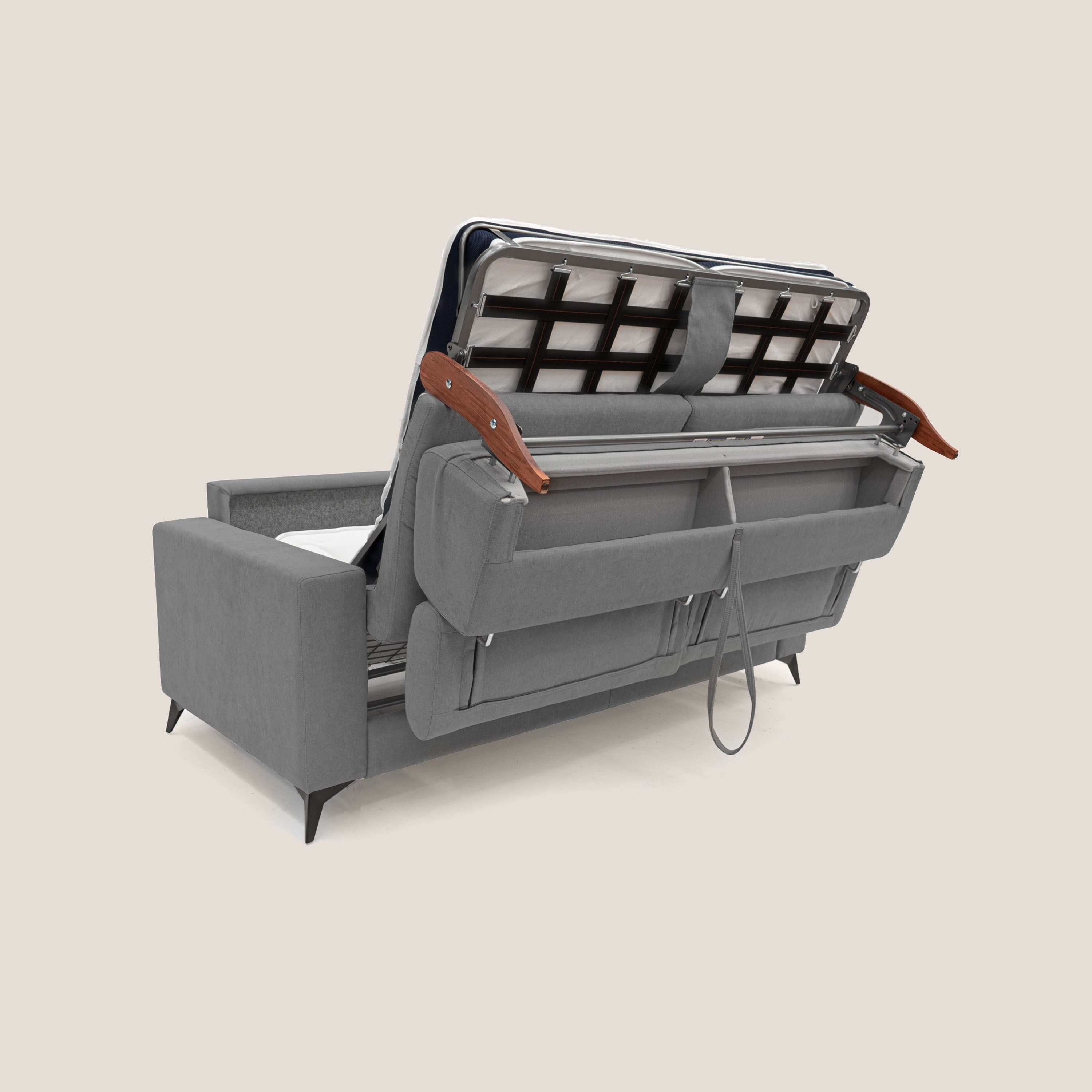 Pegaso divano letto con poggiatesta reclinabili e rivestimento T02 grigio - divani.store