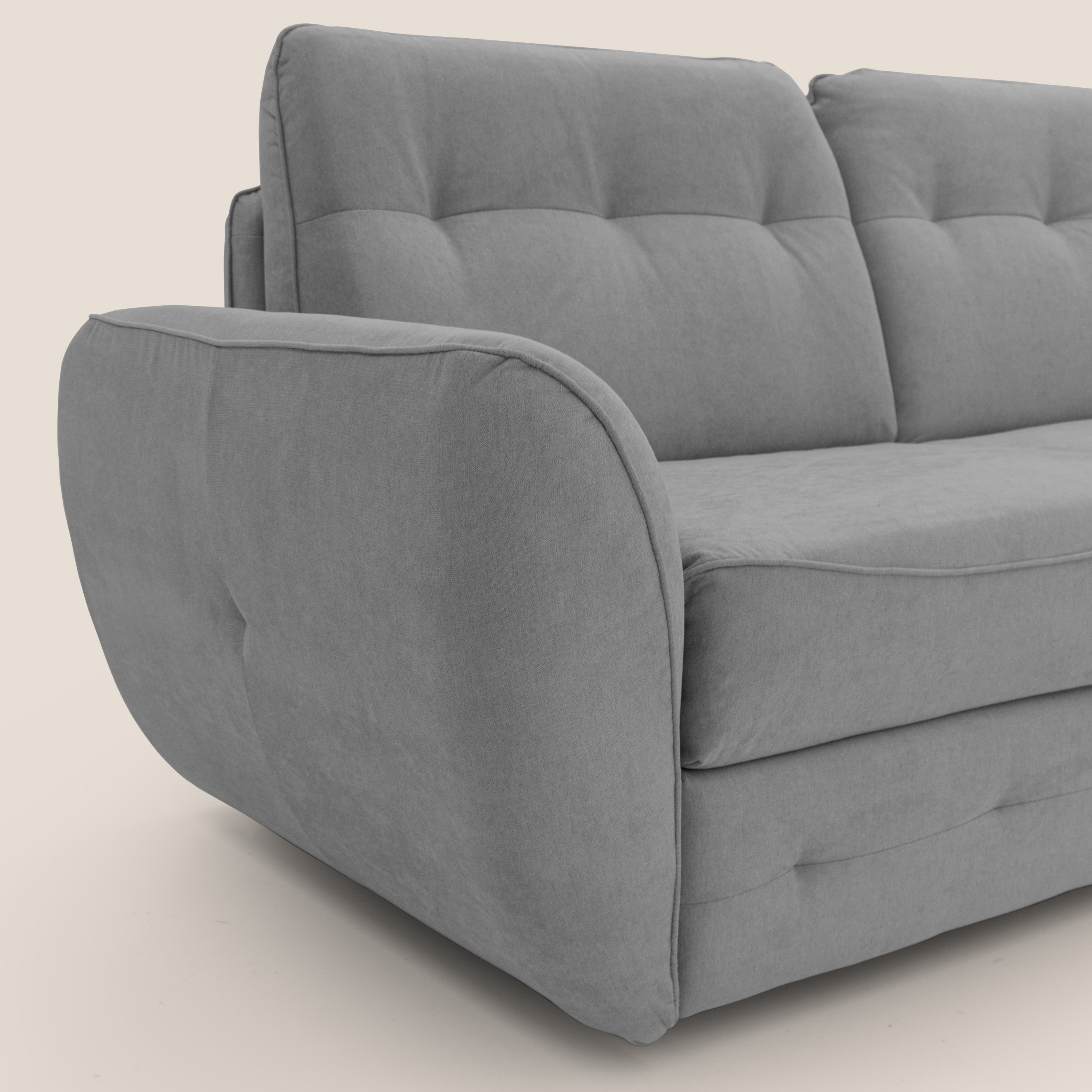 Zeus divano letto angolare con materasso H18 cm pouf mobile in tessuto impermeabile T02 - divani.store