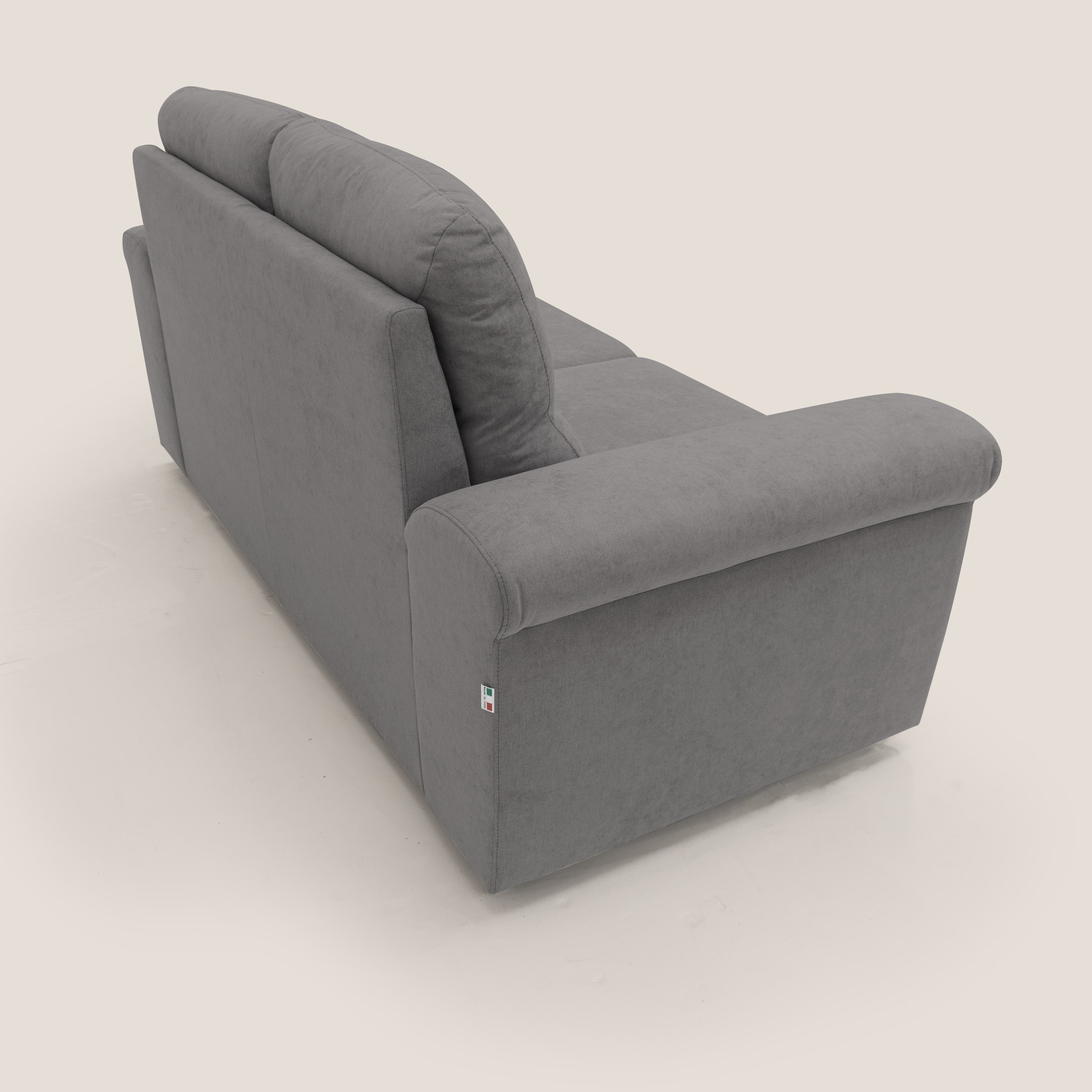 Minerva divano con pouf estraibile poggiapiedi in tessuto morbido impermeabile T02 grigio - divani.store