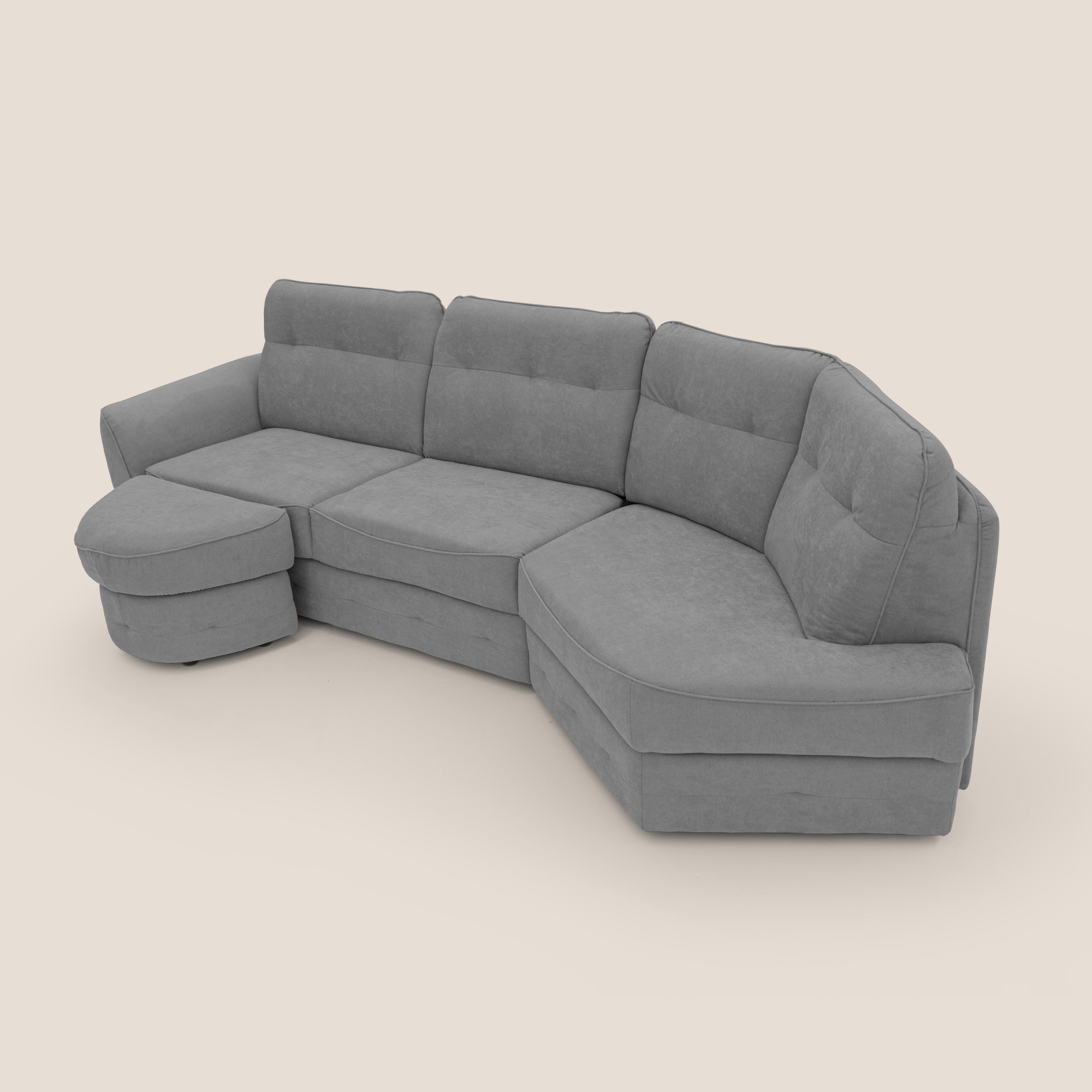 Zeus divano letto angolare con materasso H18 cm pouf mobile in tessuto impermeabile T02 - divani.store