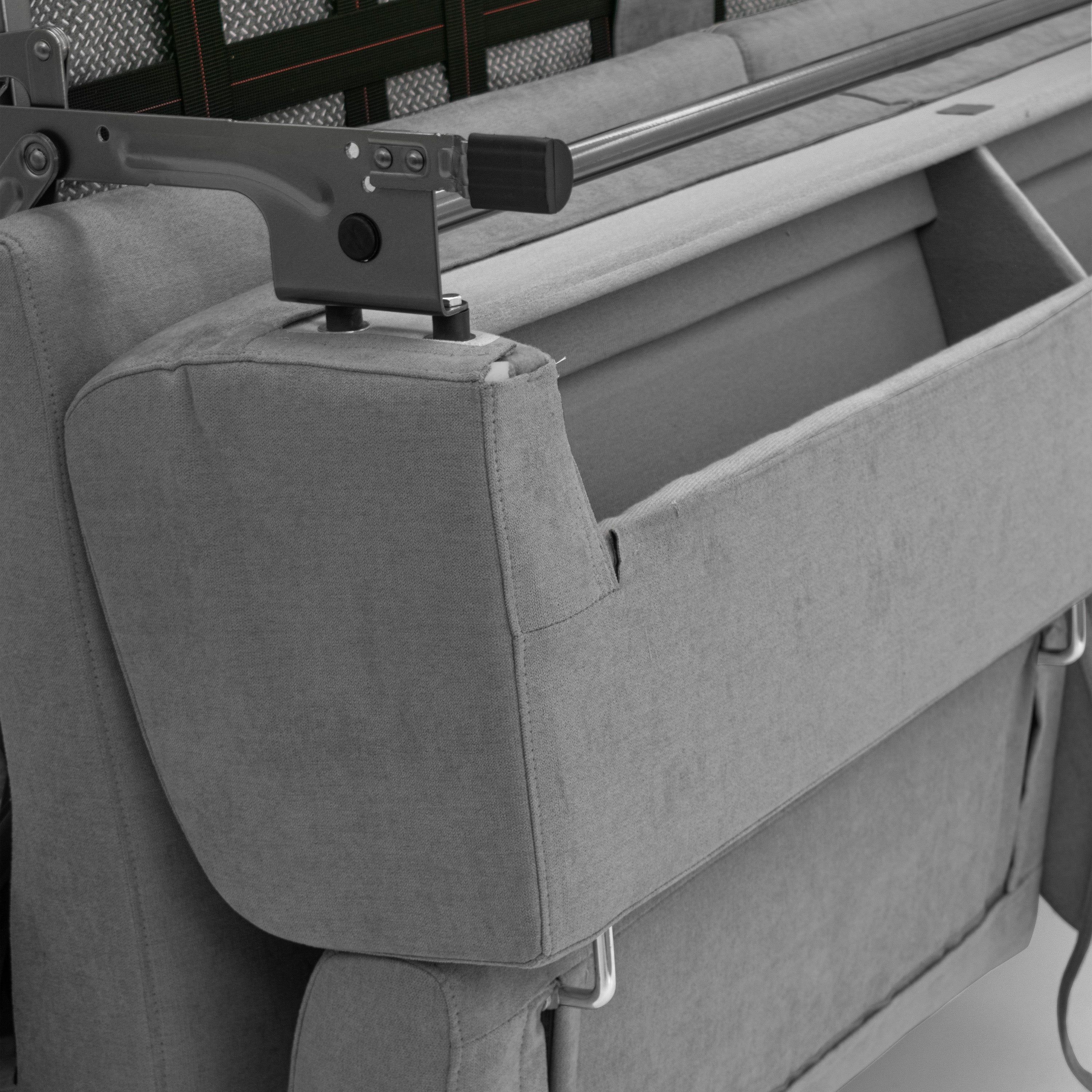 Bjorn divano letto sfoderabile con materasso H18 cm e poggiatesta reclinabili in tessuto impermeabile T02 grigio - divani.store