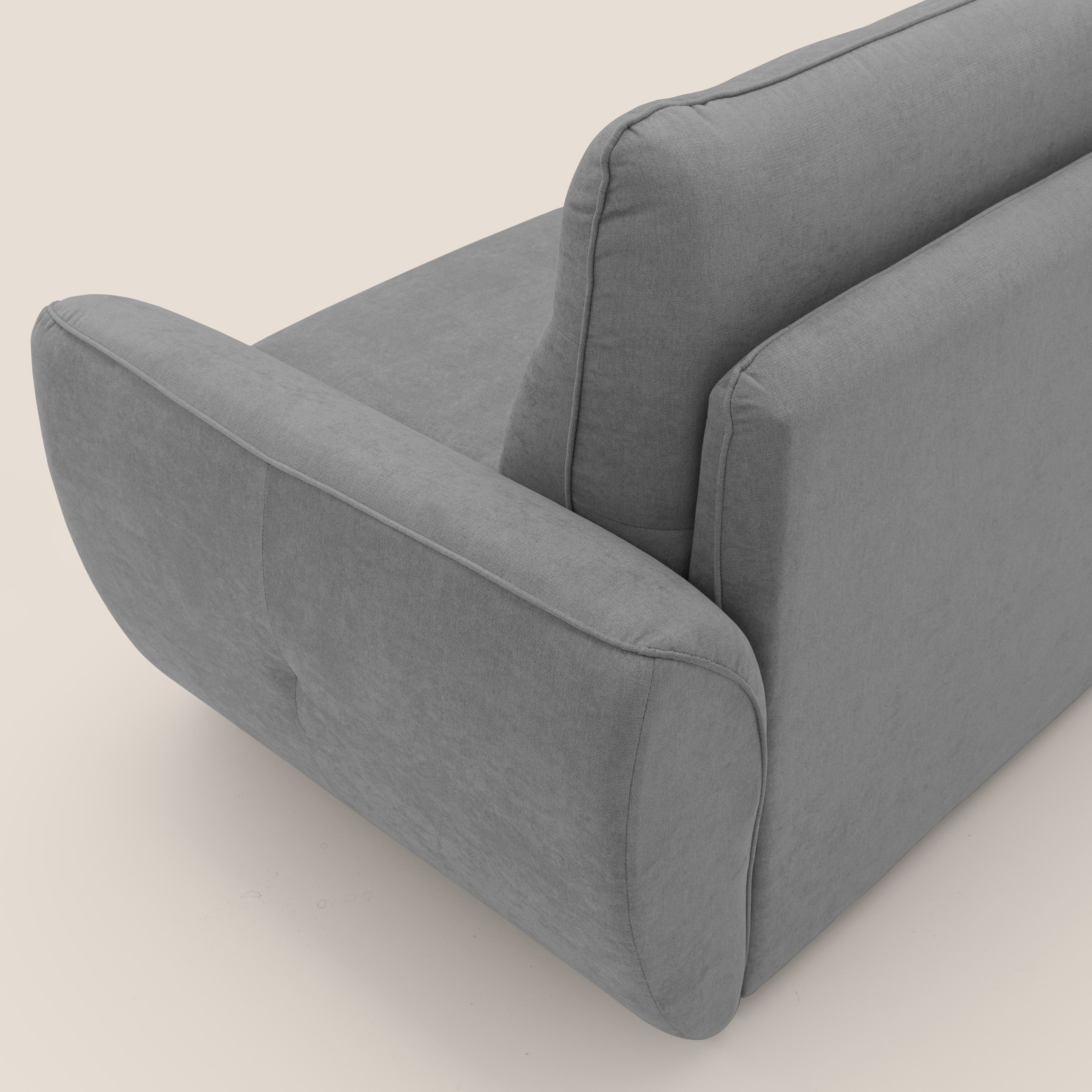 Zeus Divano letto scandinavo con schienale alto in tessuto impermeabile T02 grigio - divani.store