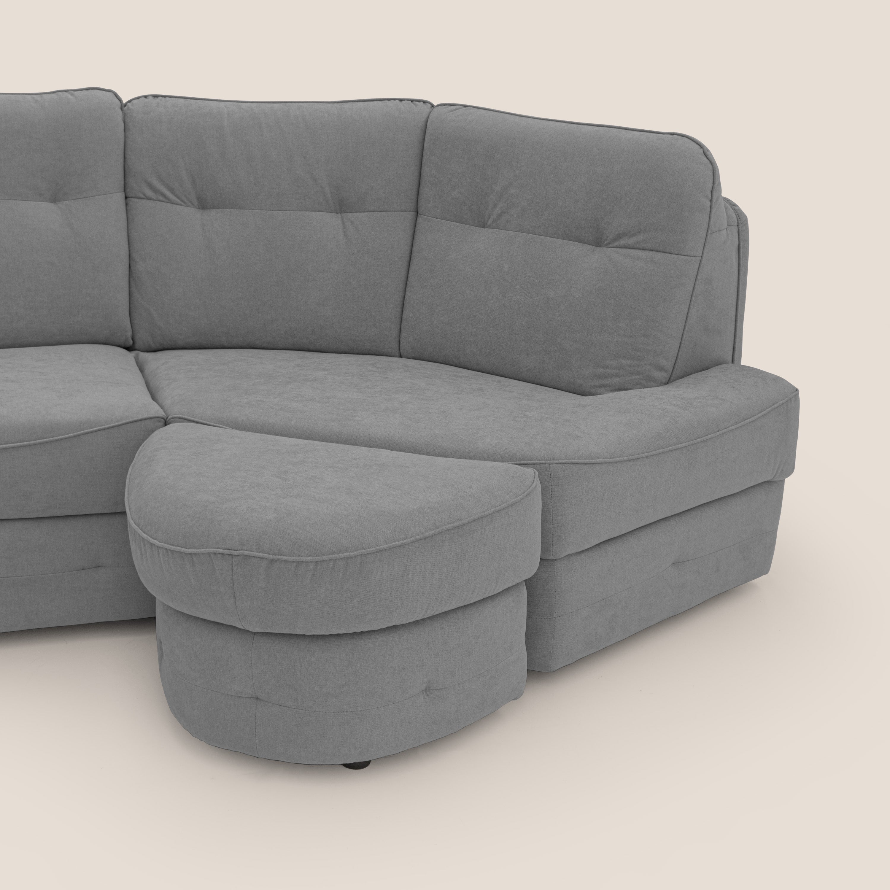 Zeus divano letto angolare con materasso H18 cm pouf mobile in tessuto impermeabile T02 - divani.store