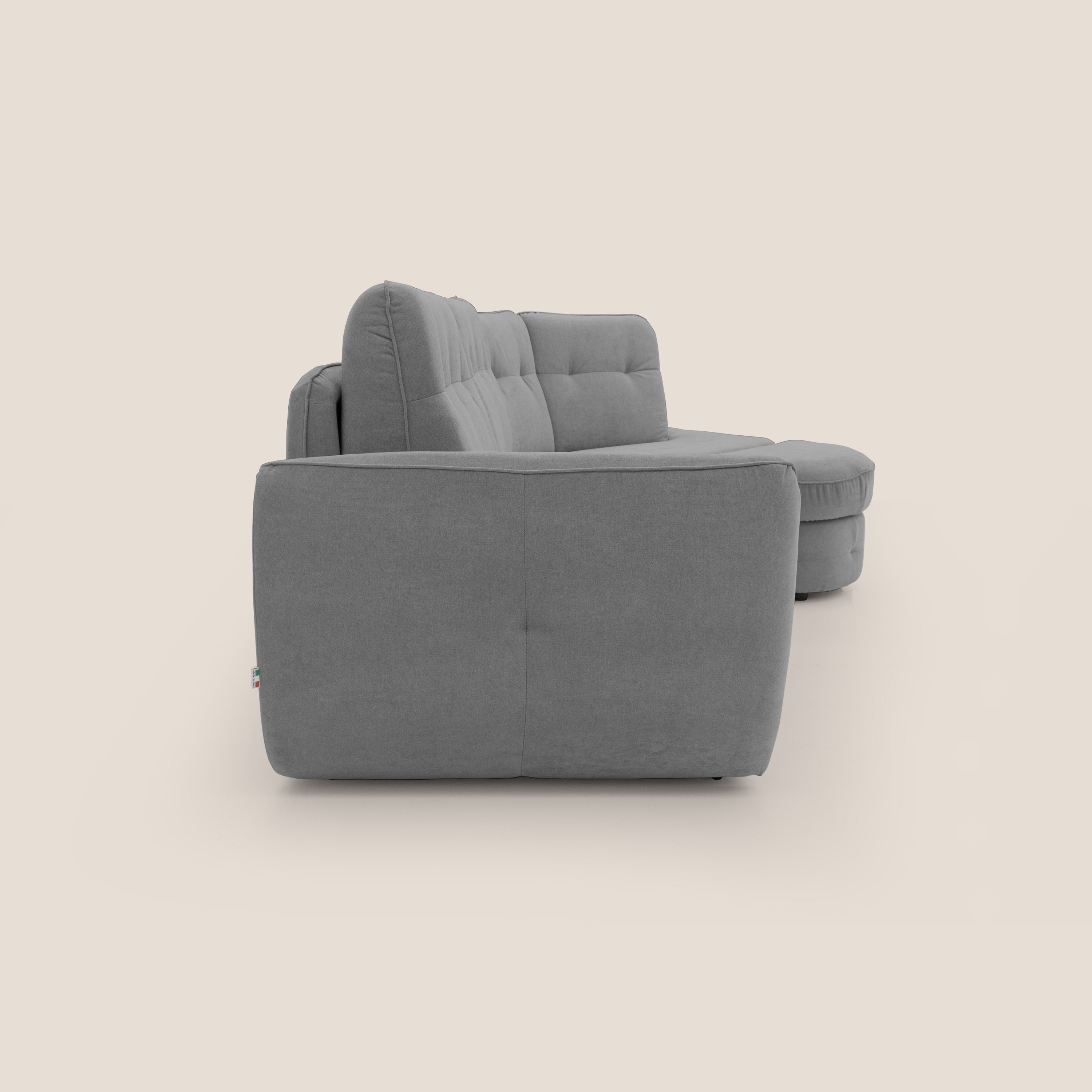 Zeus divano letto angolare con materasso H18 cm pouf mobile in tessuto impermeabile T02 - divani.store