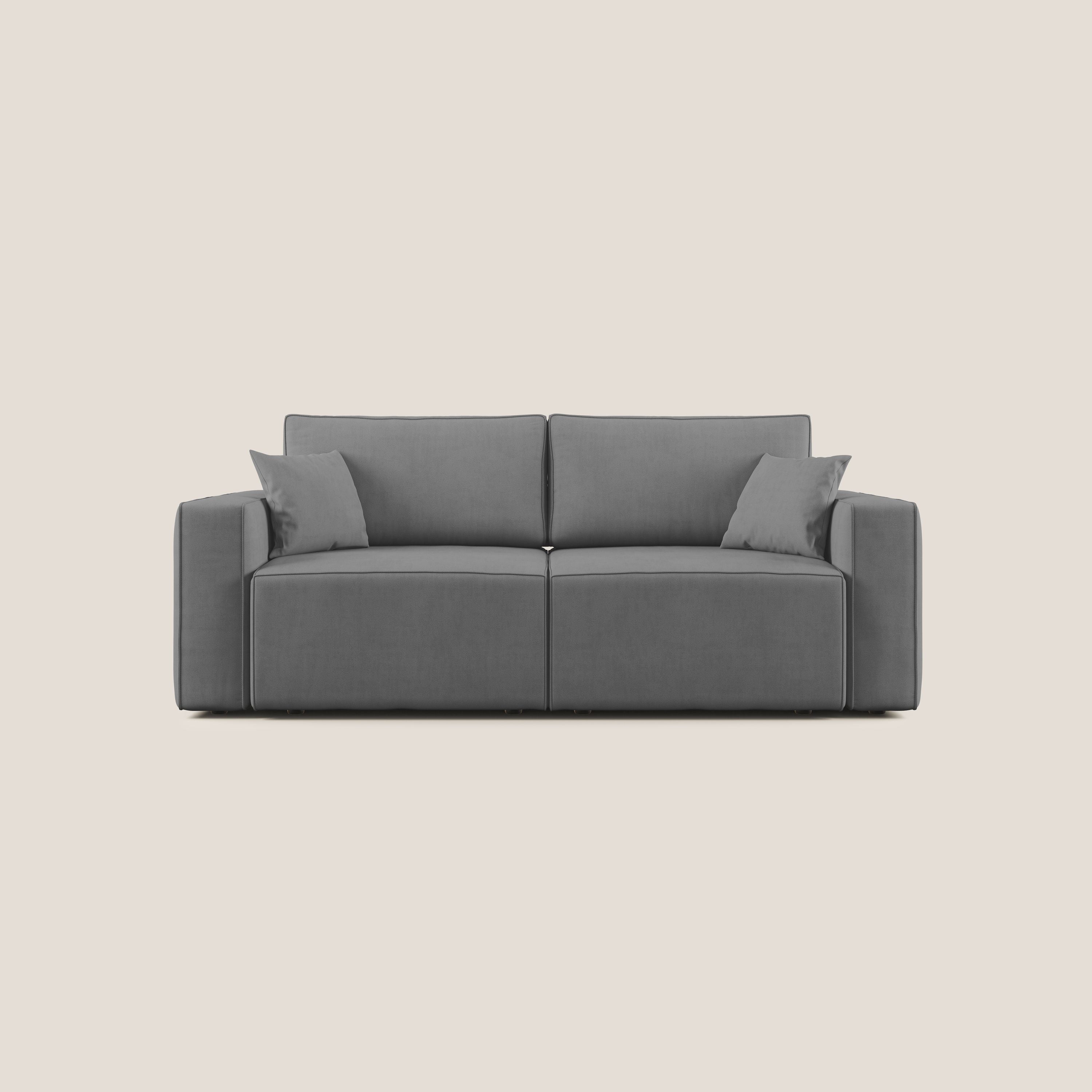 Morfeo divano con sedute estraibili in morbido tessuto impermeabile T02 grigio - divani.store