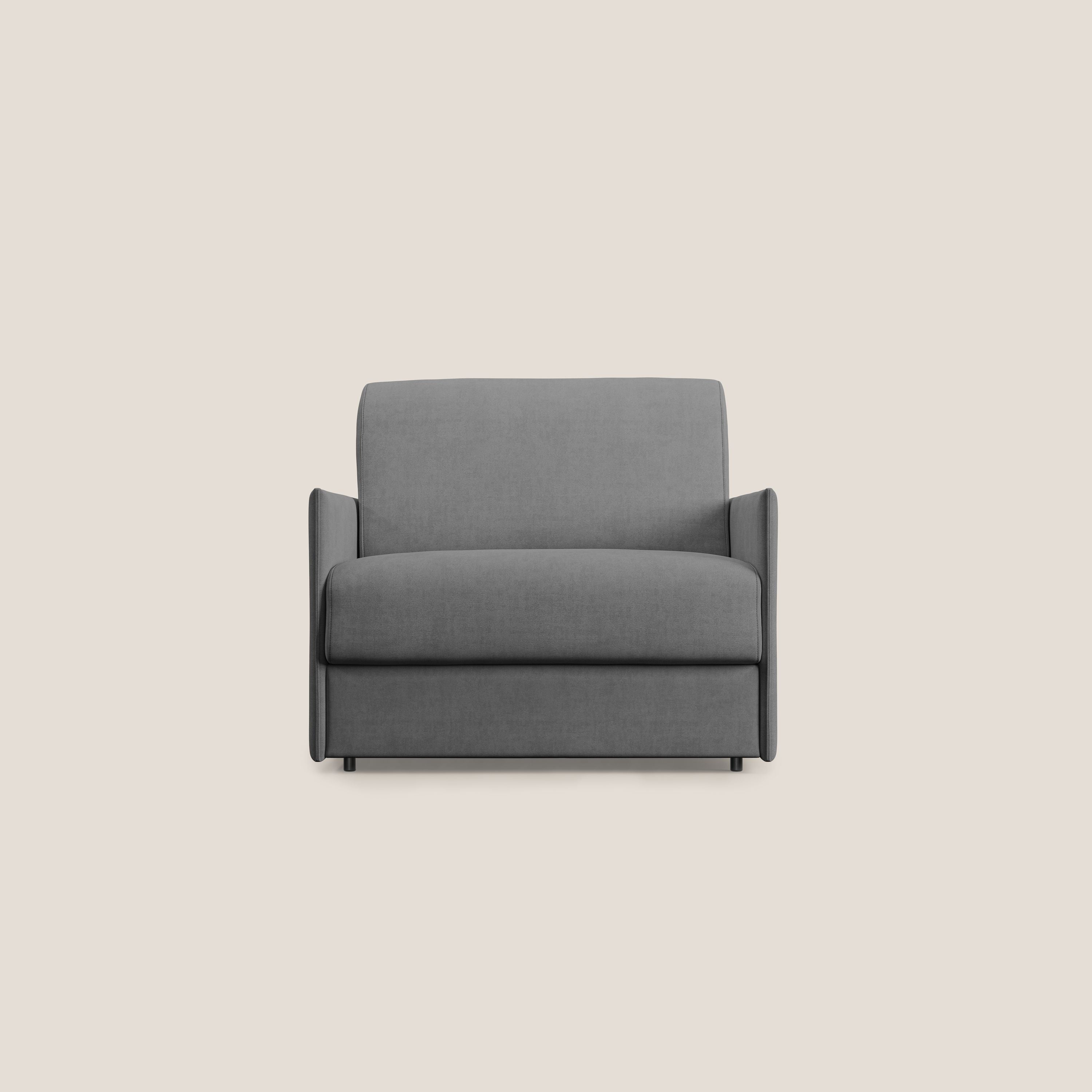 Evans poltrona letto in morbido tessuto impermeabile T02 grigio - divani.store