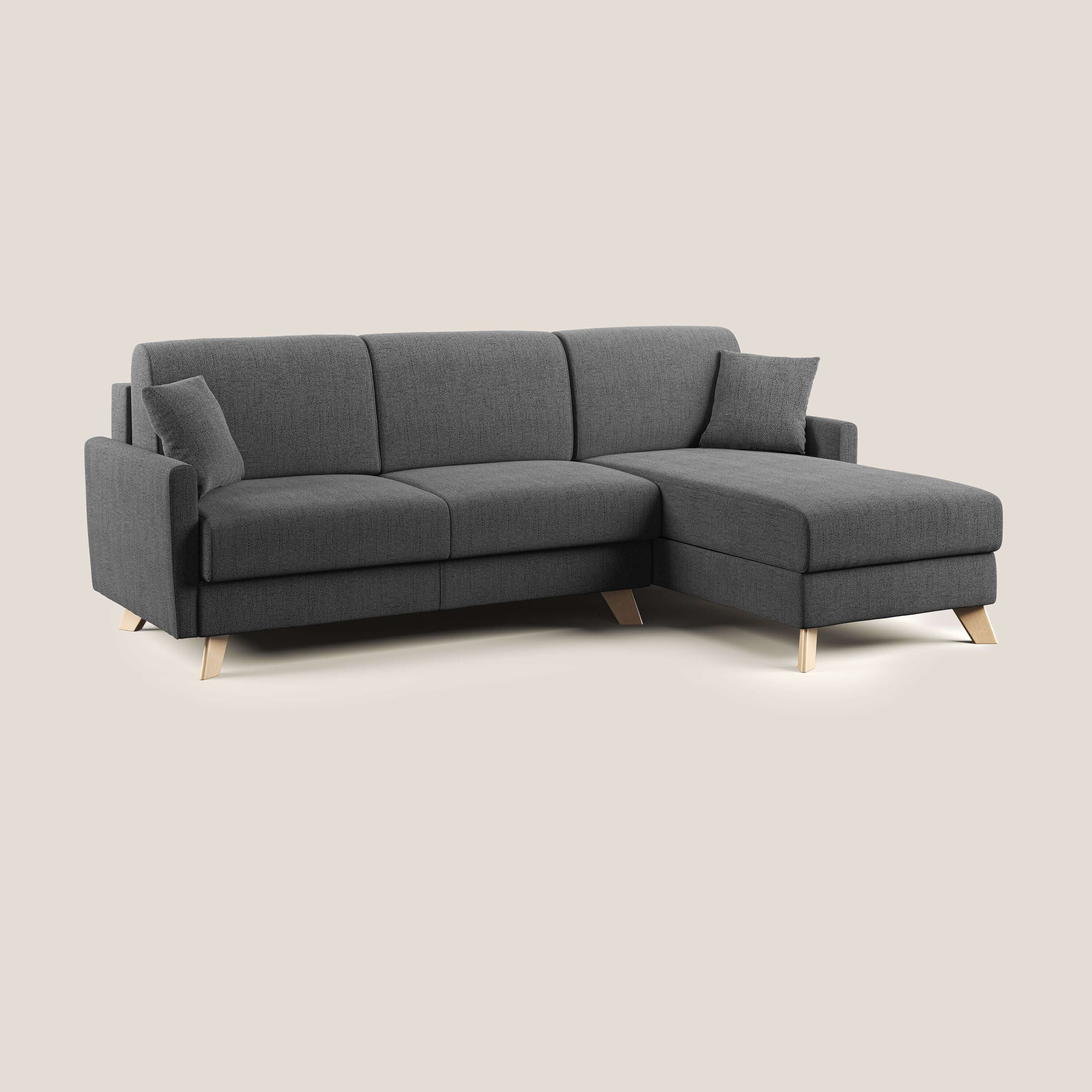 Edgar divano letto angolare in tessuto felis impermeabile T03 grigio - divani.store