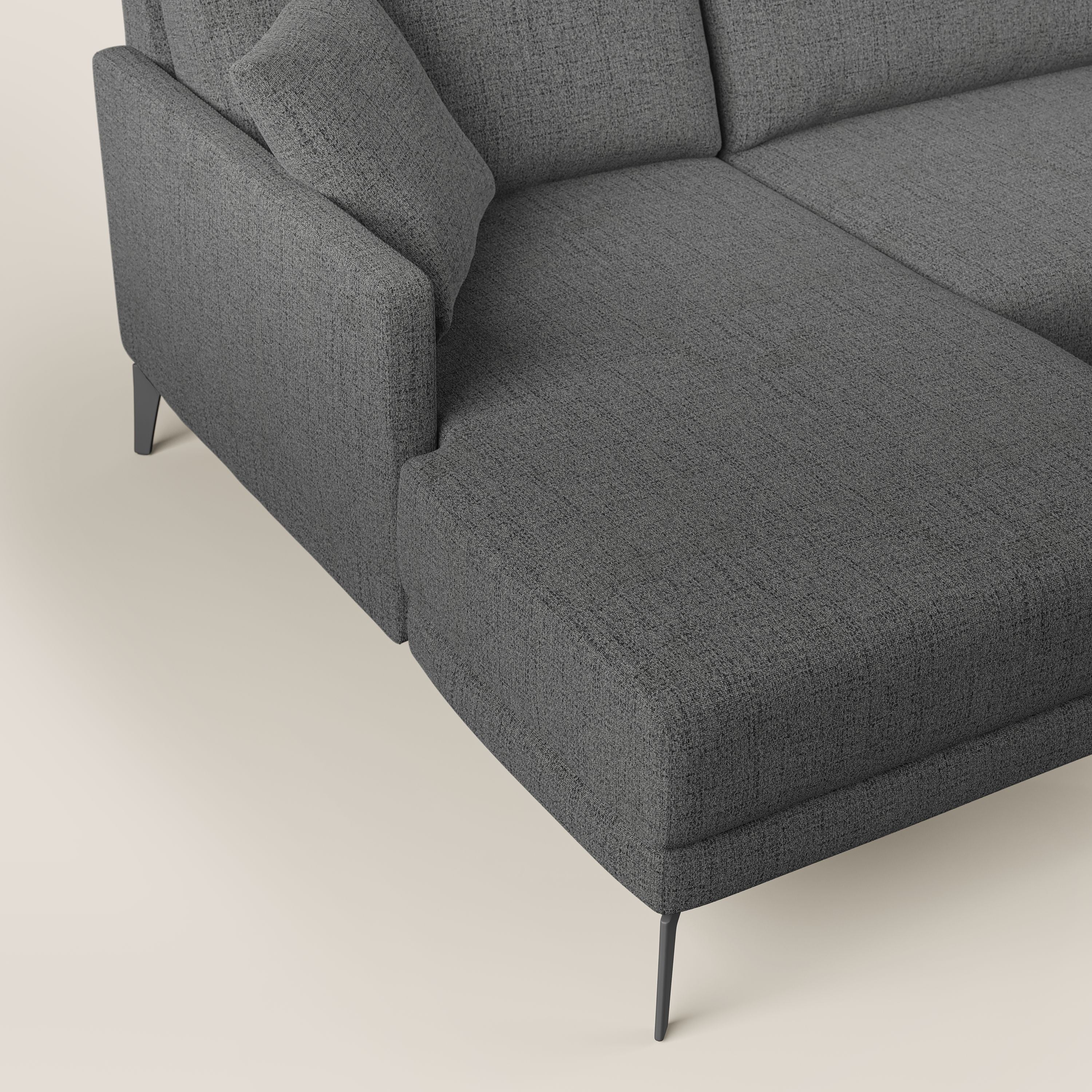 Saturno divano panoramico moderno in tessuto morbido impermeabile T03 grigio - divani.store