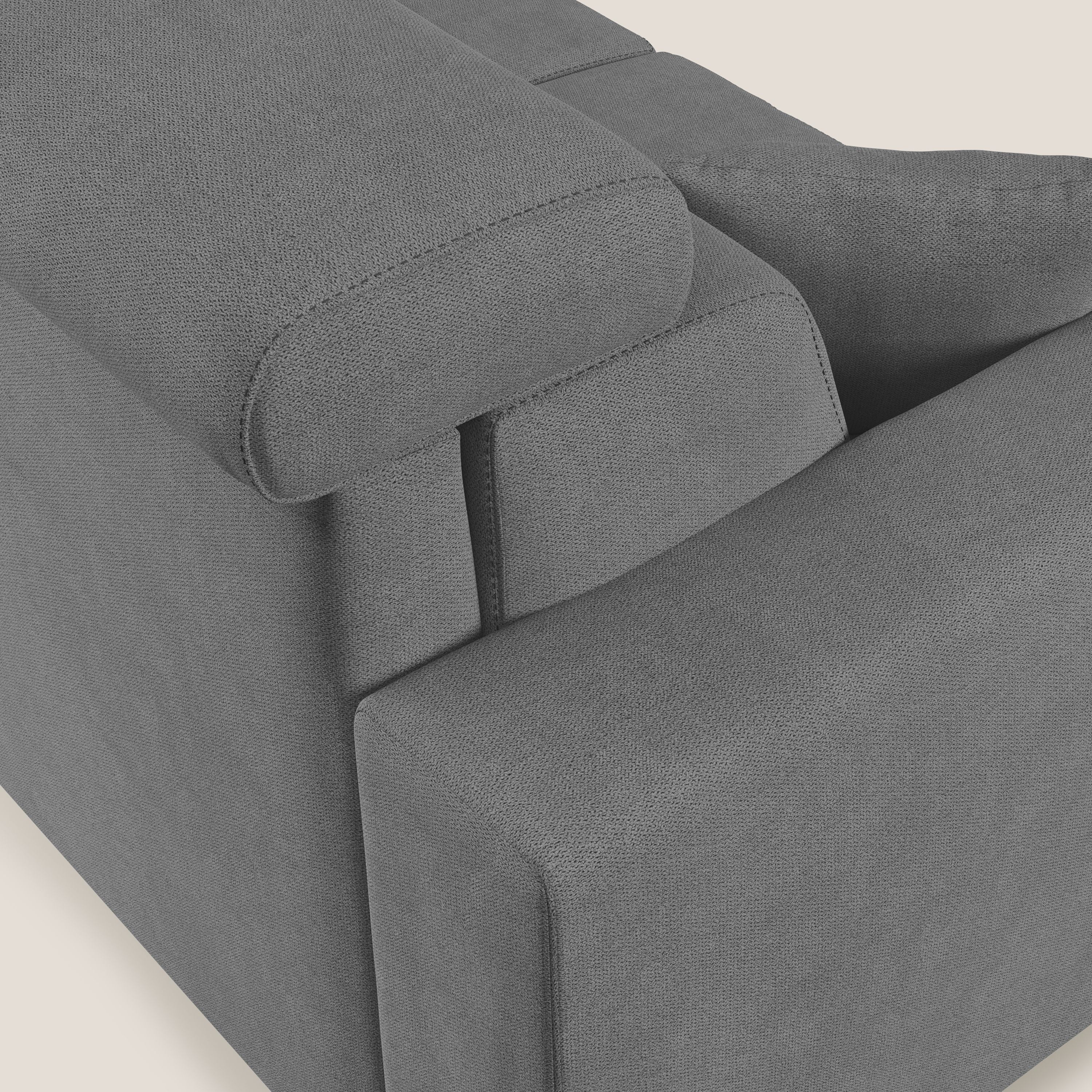 Pegaso divano letto angolare con poggiatesta reclinabili e rivestimento impermeabile T02 grigio - divani.store