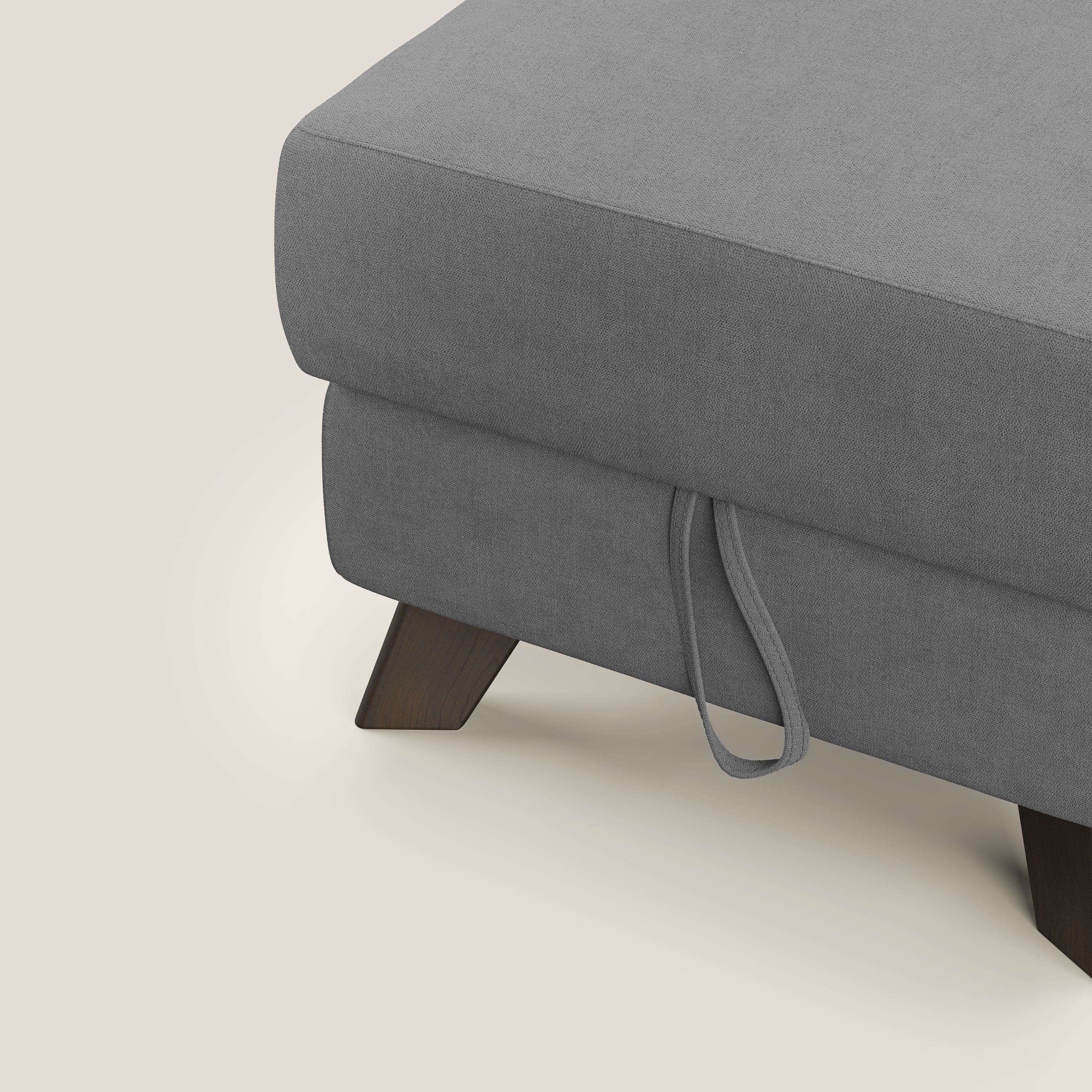 Moon Pouf contenitore e piedini alti in tessuto morbido impermeabile T02 grigio - divani.store