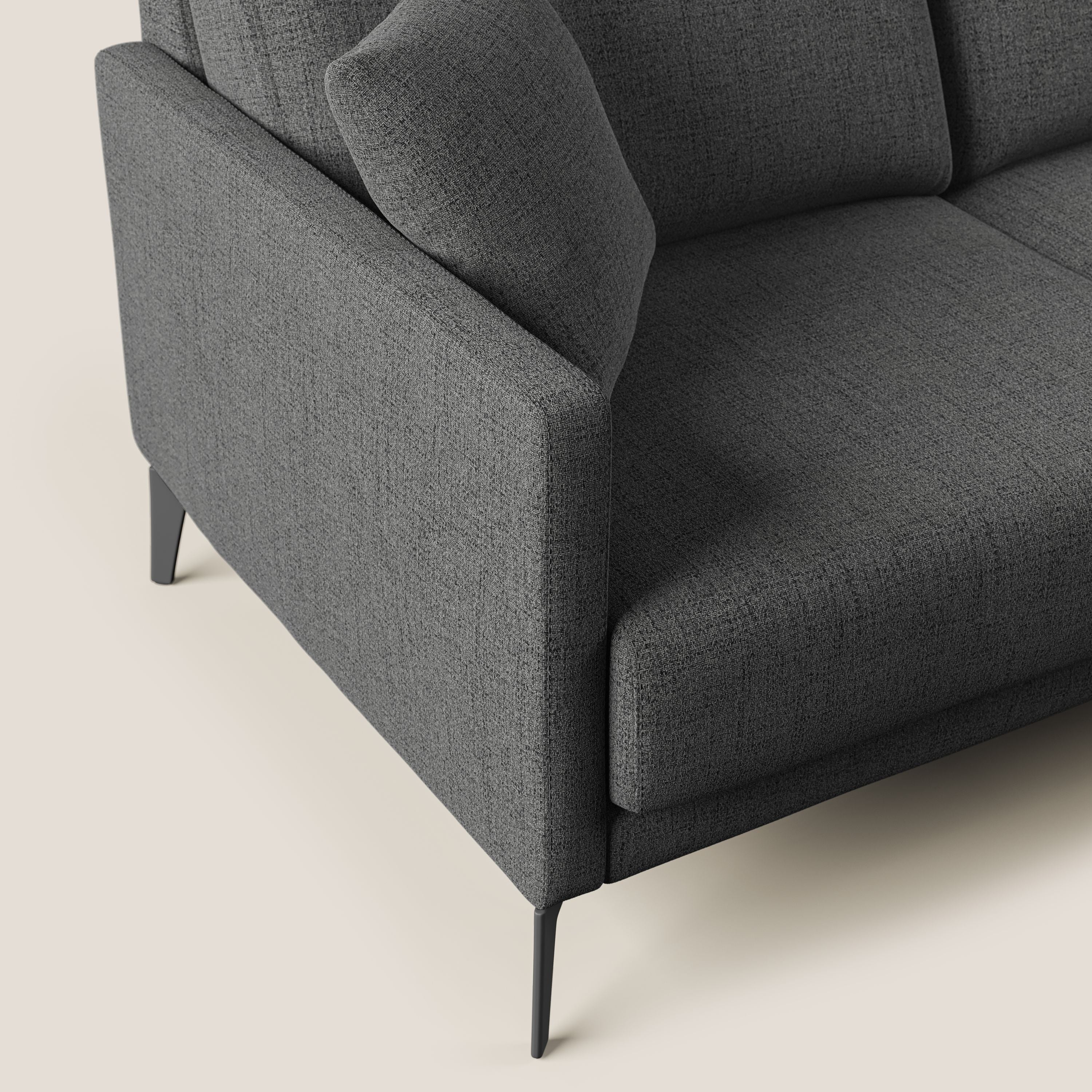 Saturno divano angolare moderno in tessuto morbido impermeabile T03 grigio - divani.store