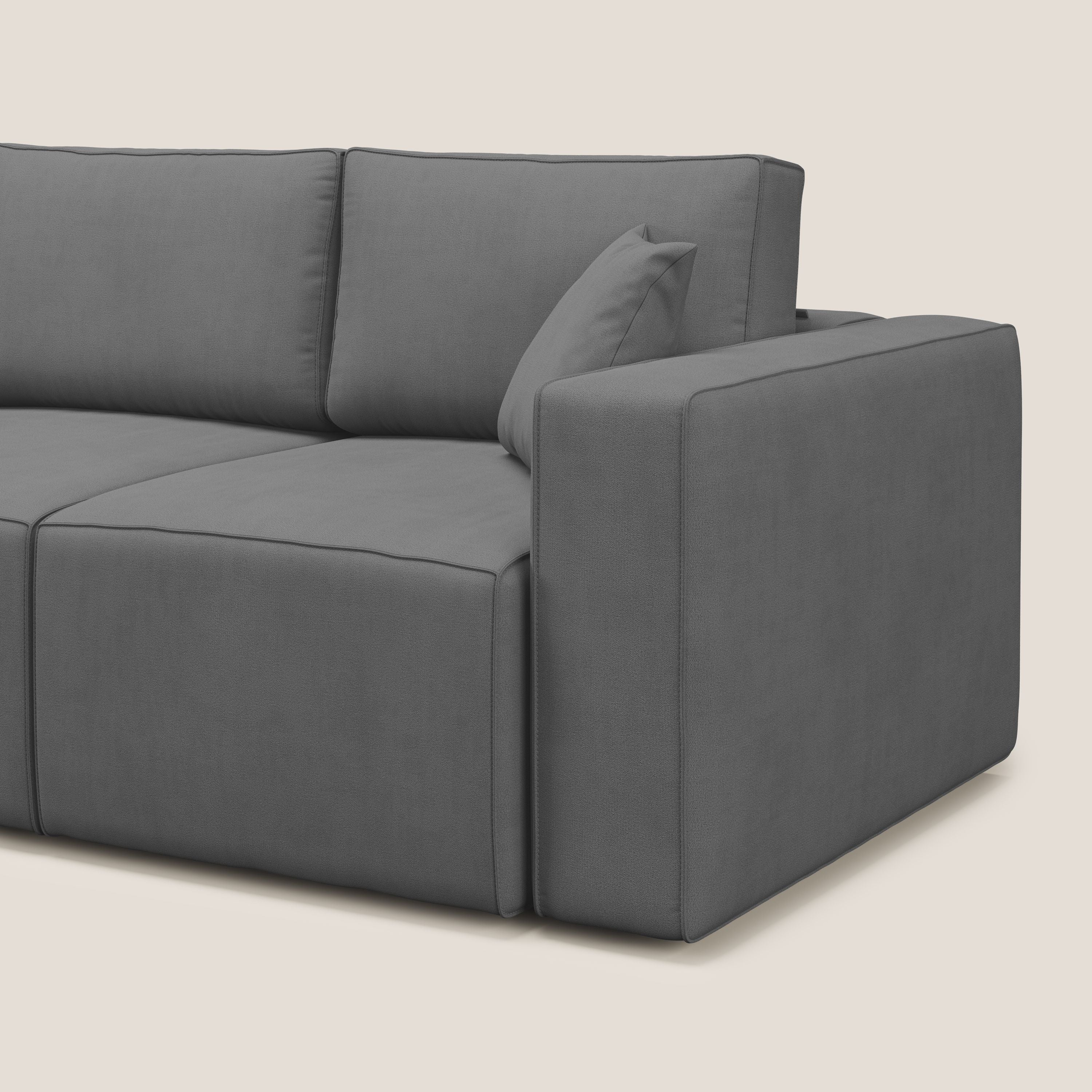 Morfeo divano con 3 sedute estraibili in morbido tessuto impermeabile T02 grigio - divani.store