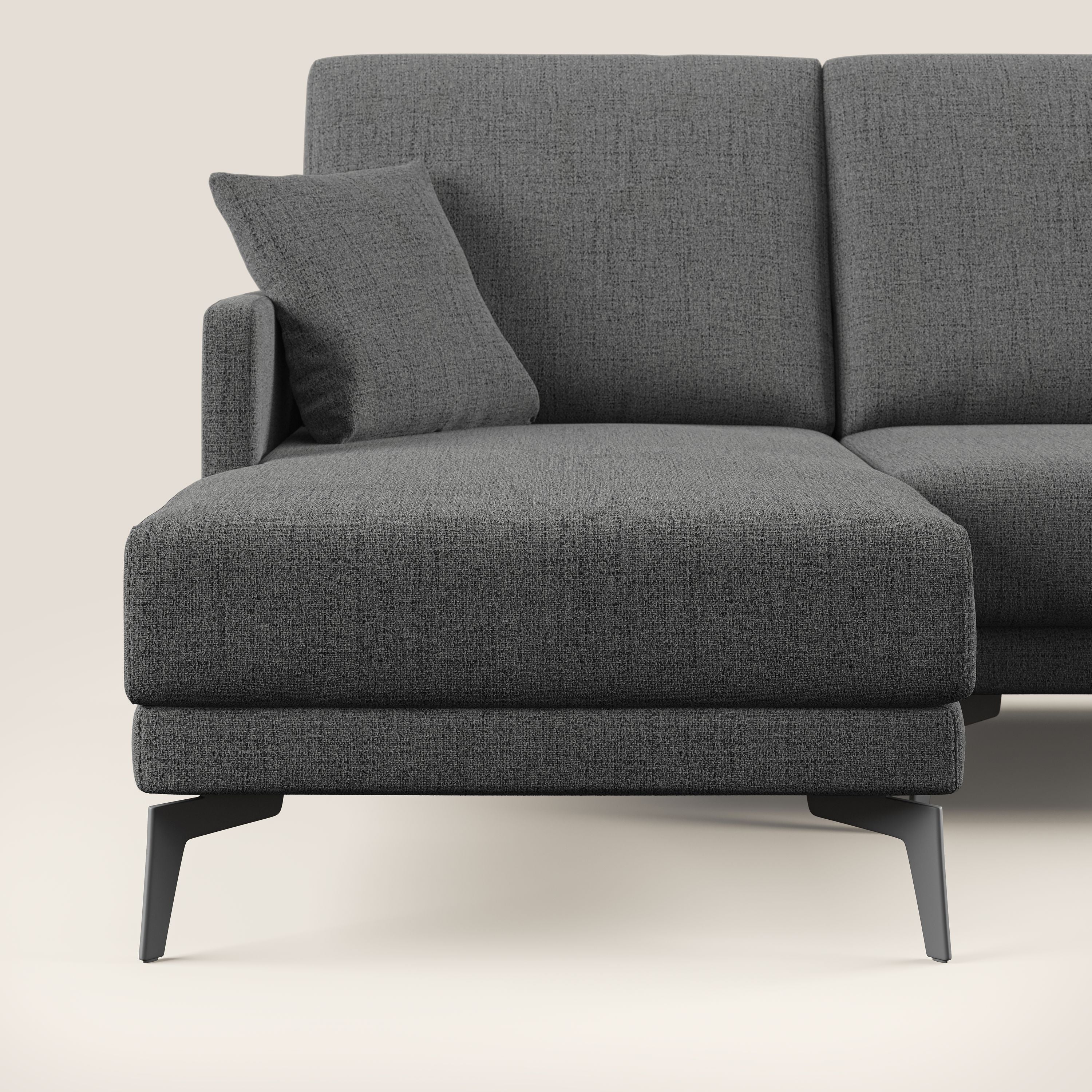 Saturno divano panoramico moderno in tessuto morbido impermeabile T03 grigio - divani.store