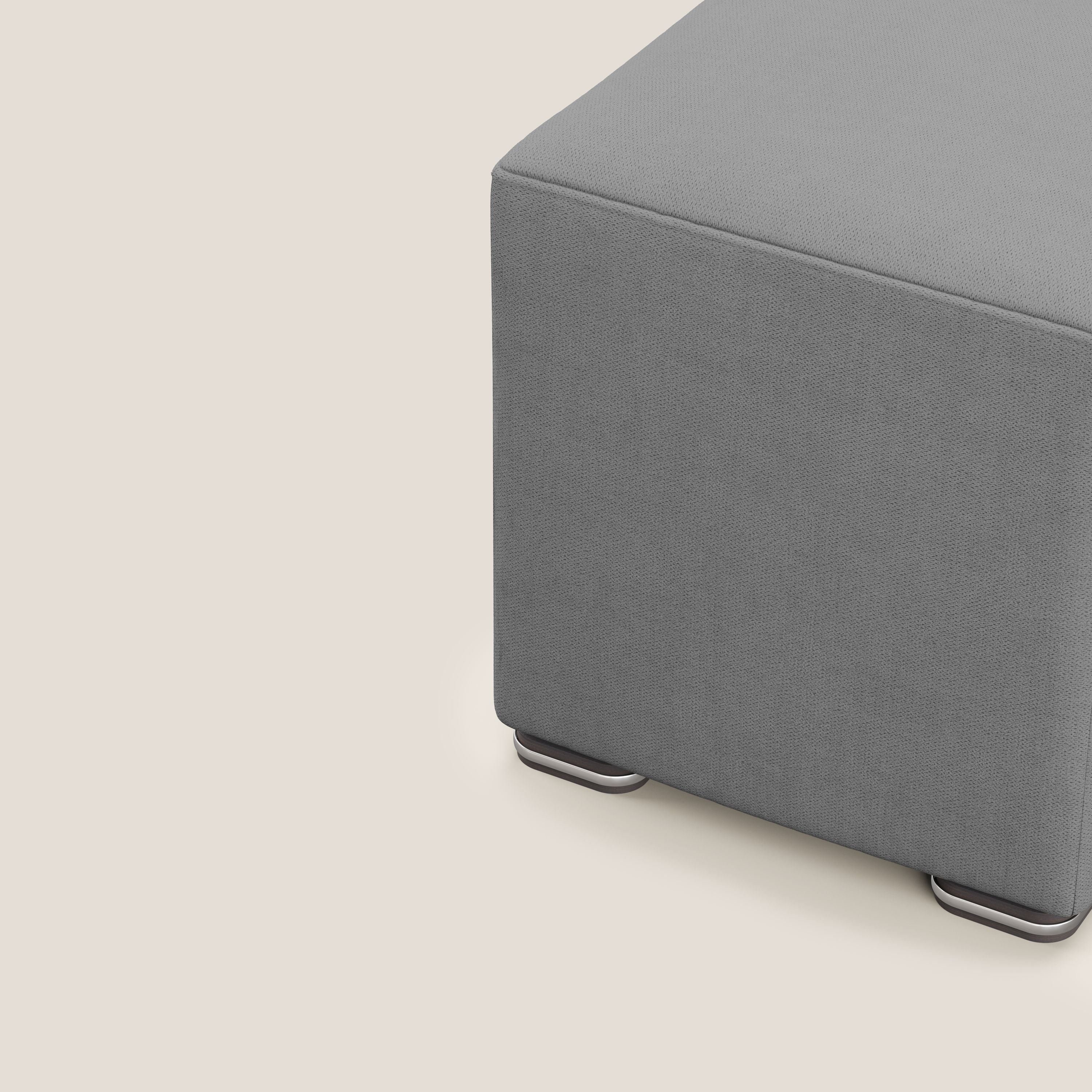 Cube pouf in tessuto morbido impermeabile T02 grigio - divani.store