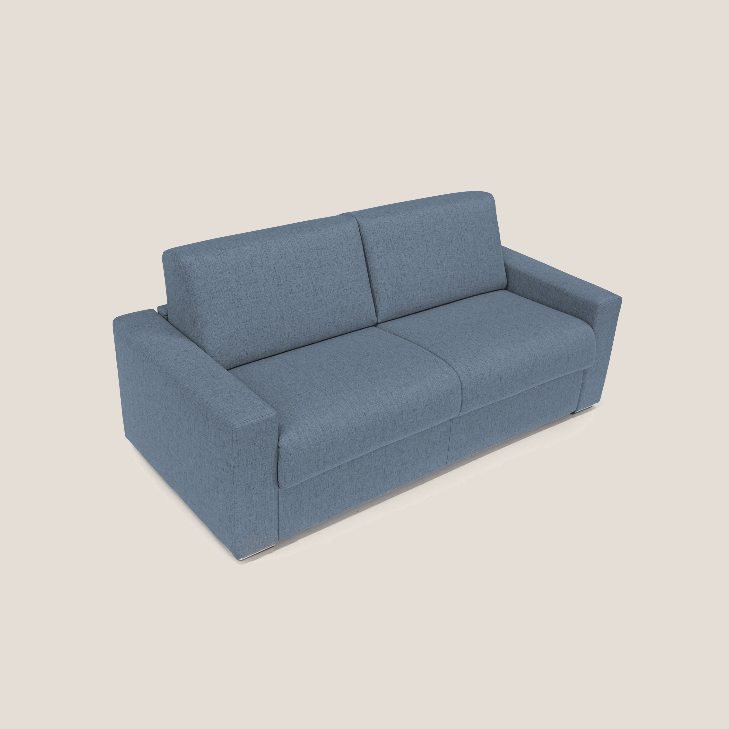 Nixon Divano letto matrimoniale con materasso 20 cm in tessuto impermeabile T03 blu - divani.store