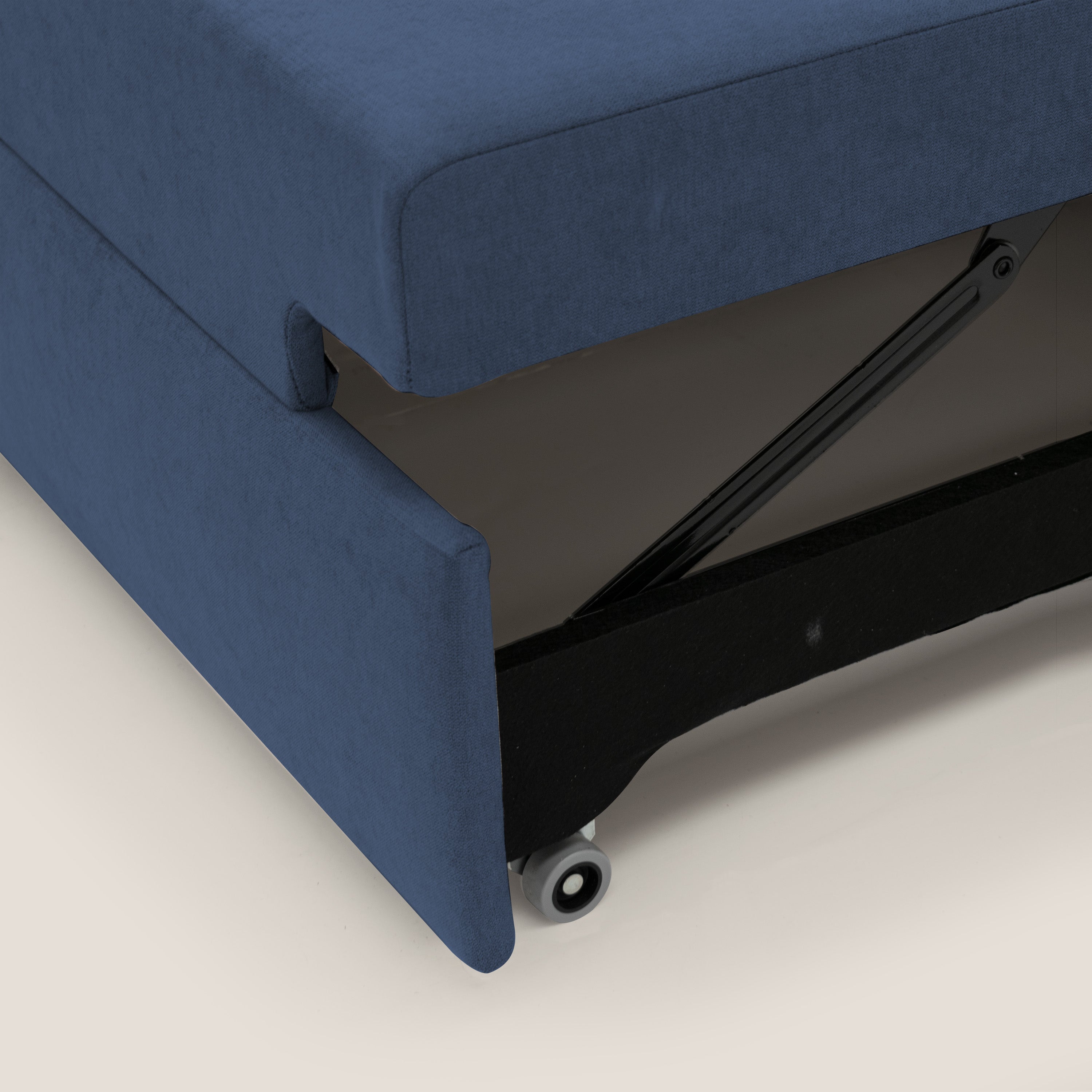 Minerva divano con pouf estraibile poggiapiedi in tessuto morbido impermeabile T02 blu - divani.store