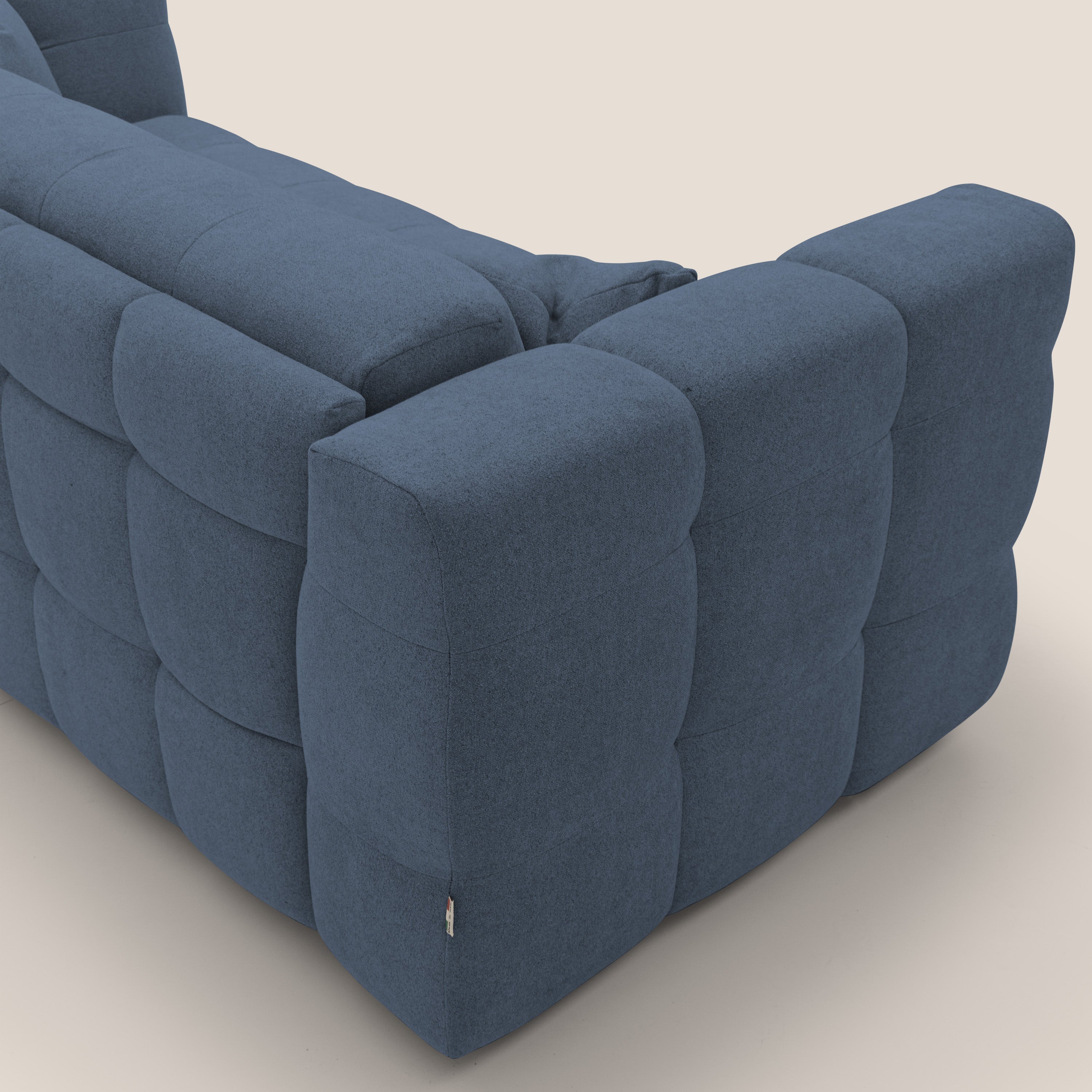 Tender Divano letto matrimoniale dal design innovativo in tessuto bouclet impermeabile T07 blu - divani.store