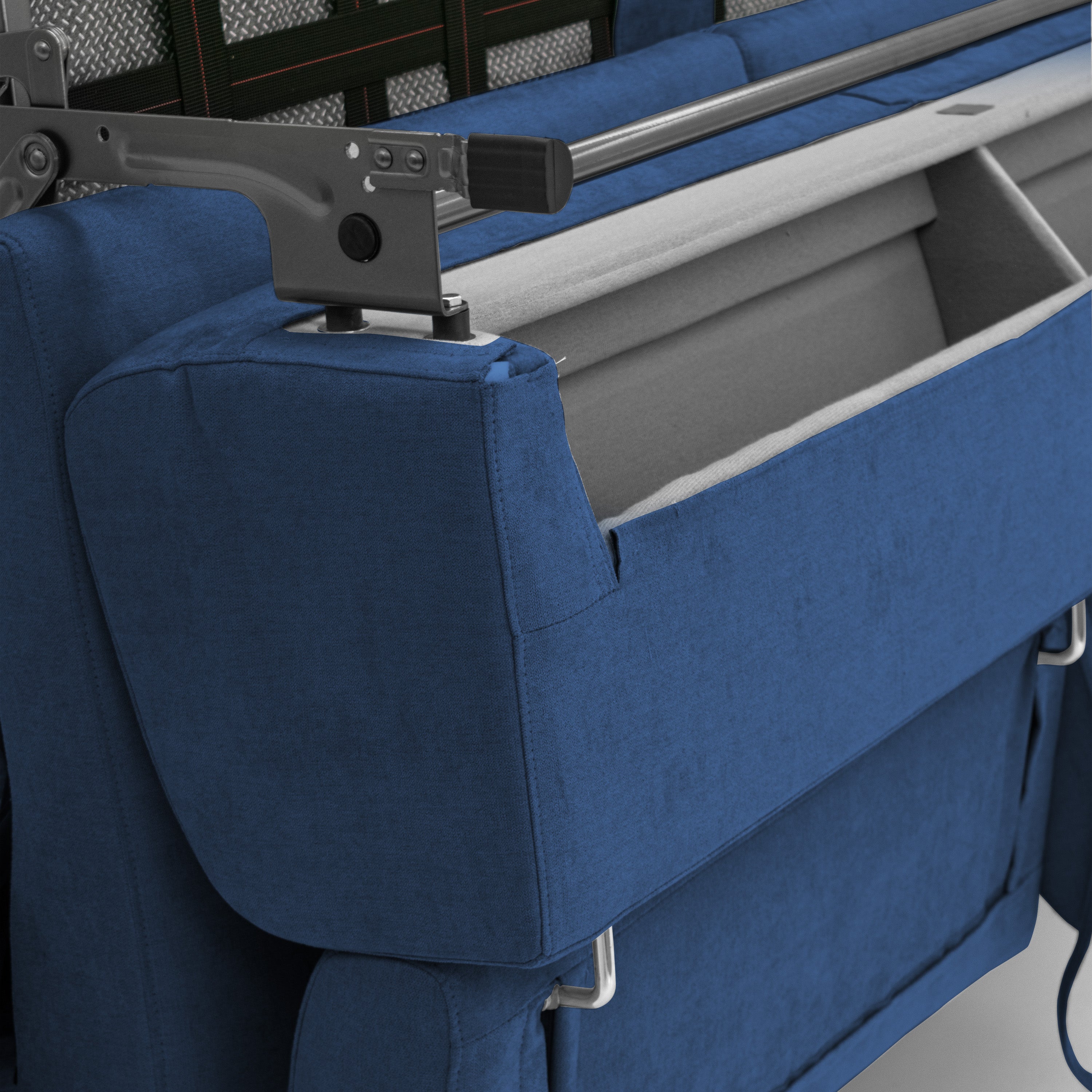 Bjorn divano letto sfoderabile con materasso H18 cm e poggiatesta reclinabili in tessuto impermeabile T02 blu - divani.store