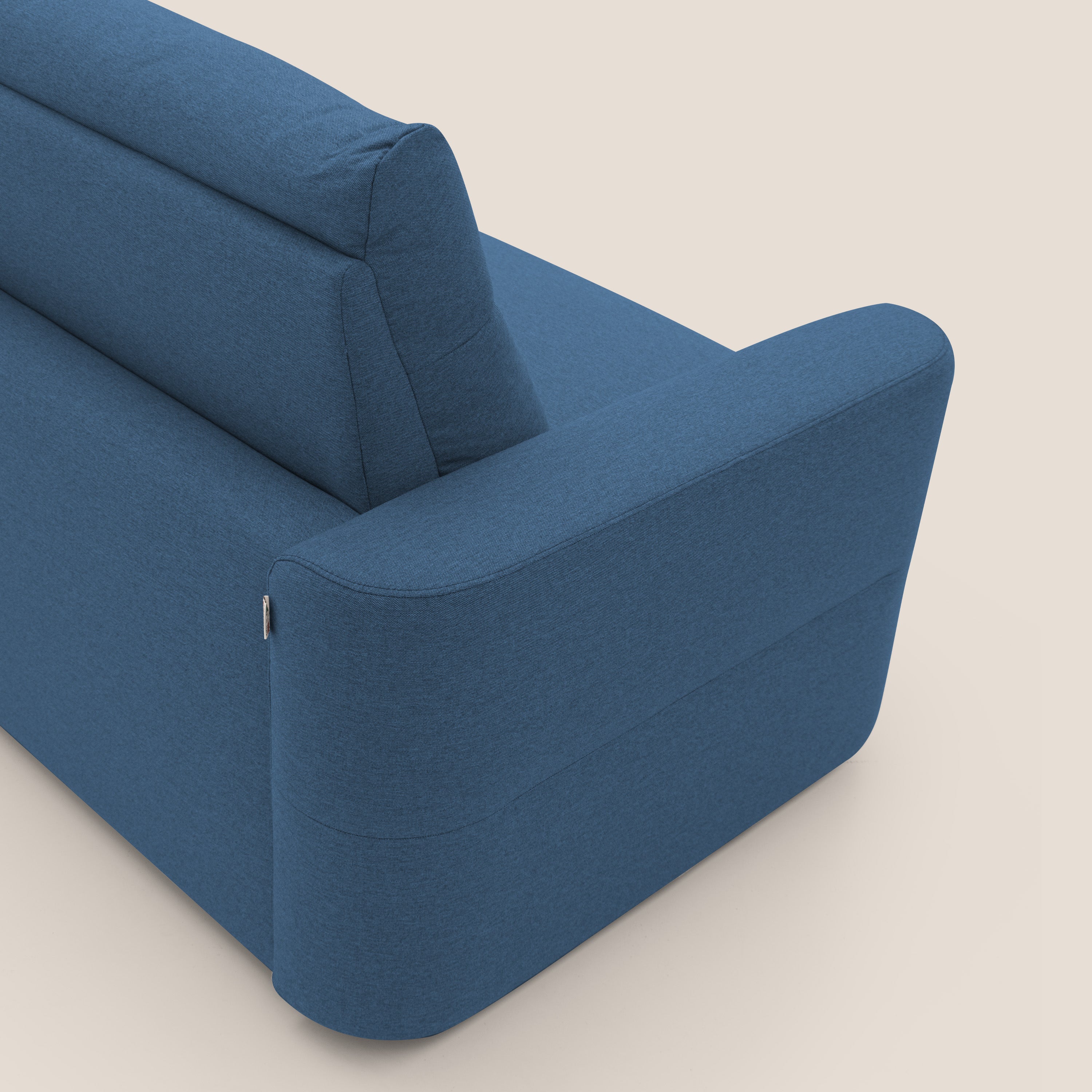 Cupido Divano letto materasso H18 cm e schienale alto in tessuto impermeabile simil cotone T13 blu - divani.store